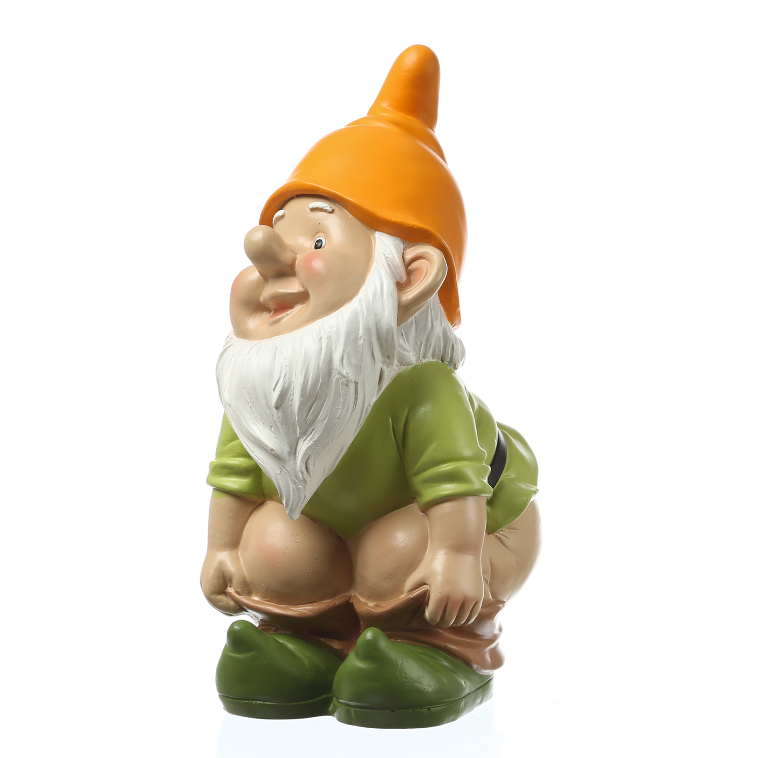 Gartenzwerg Hose Runter mit Vögelchen - Frecher Zwerg mit nacktem Po  - Polyresin - H: 27cm