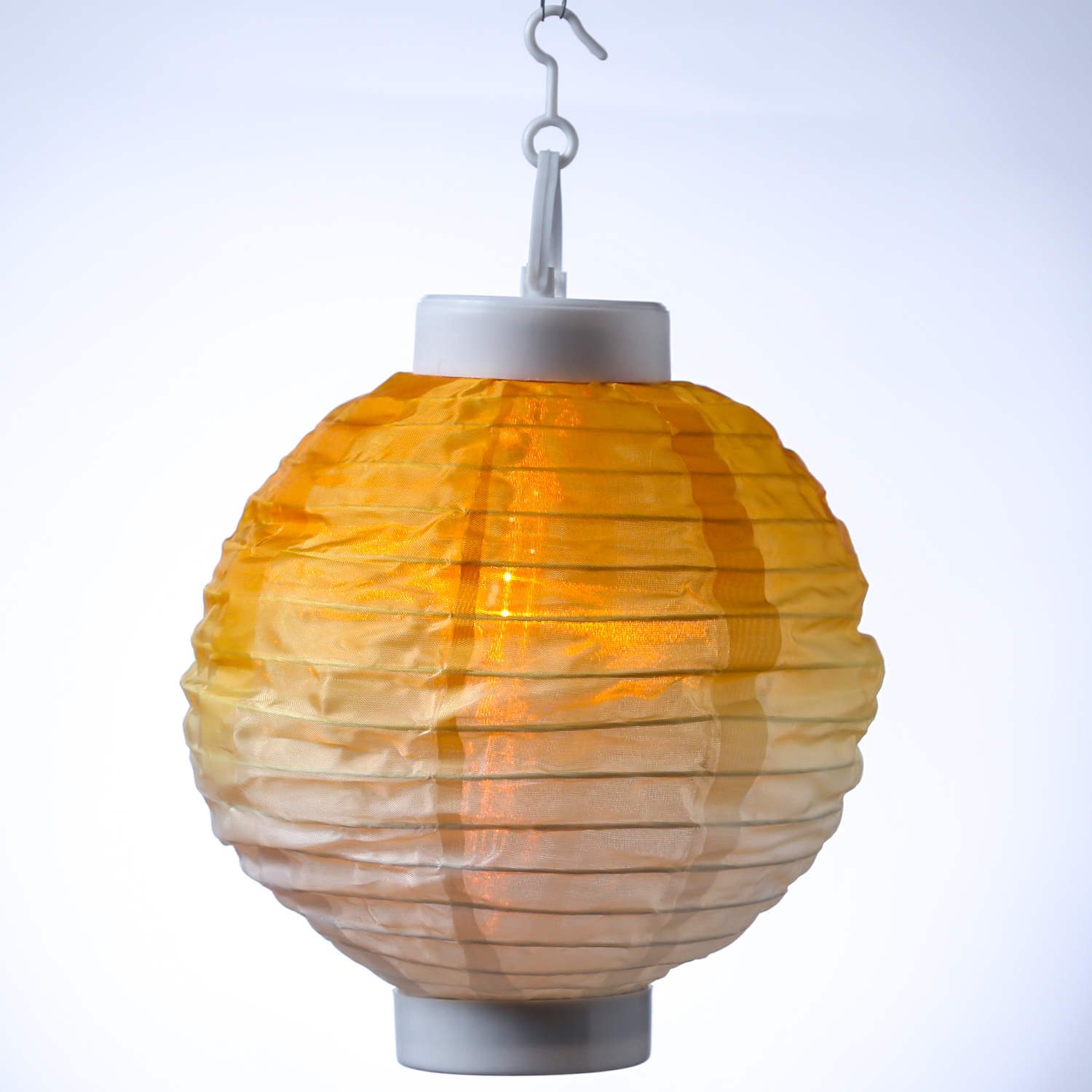 LED Solar Lampion - Flammeneffekt - 12 warmweiße LED - H: 23cm - D: 20cm - Lichtsensor - gelb