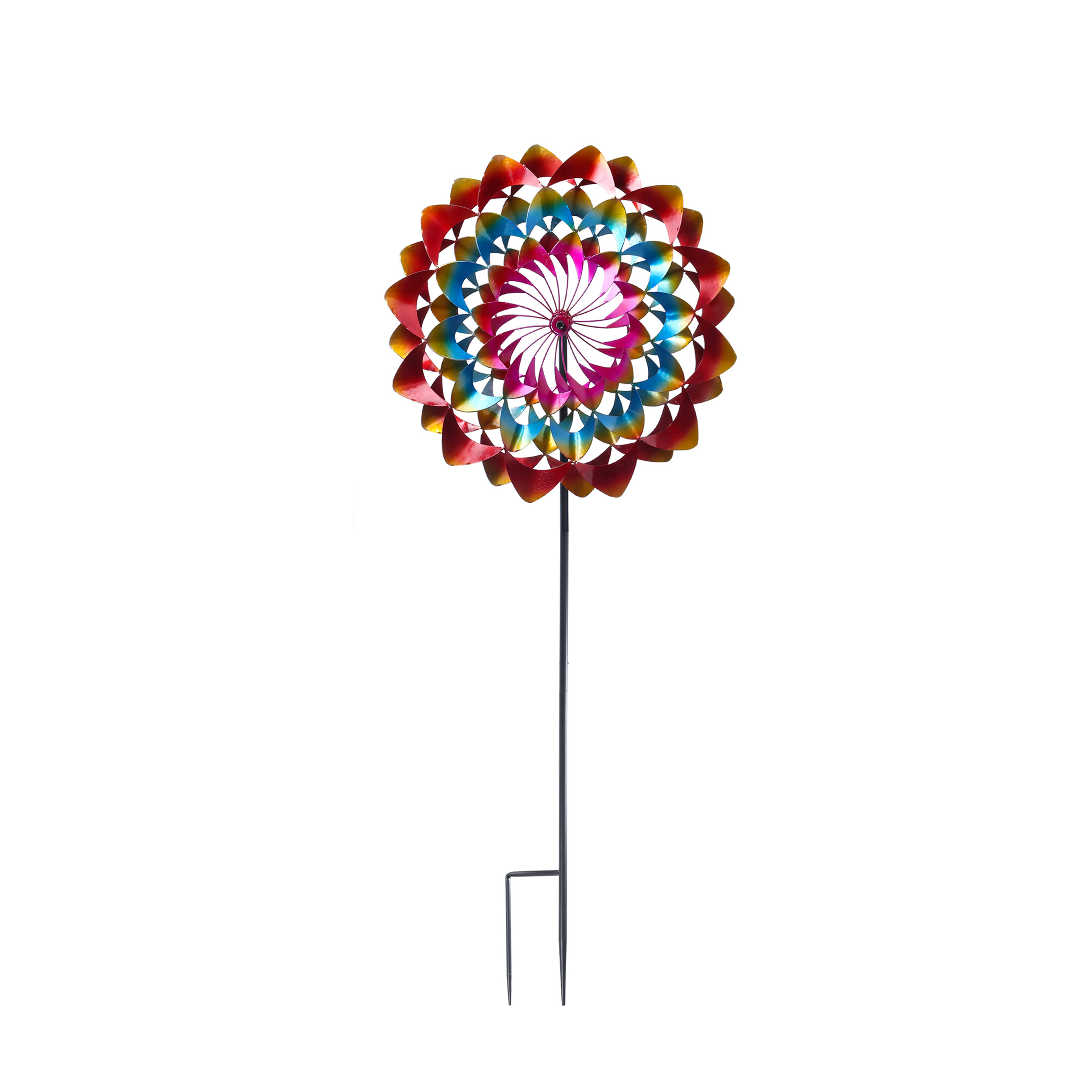 Doppel Windrad - Gartendeko - Metall - Erdspieß - H: 1,83m - bunt