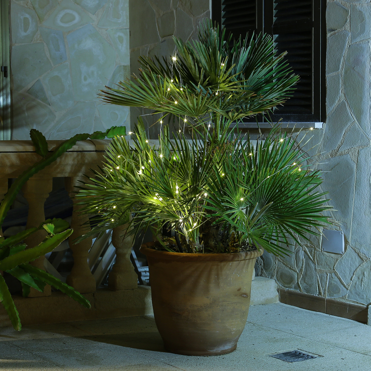 LED Draht Lichtbündel - Pflanzenbeleuchtung - 40 warmweiße LED - L: 40cm - Timer - Batterie - silber