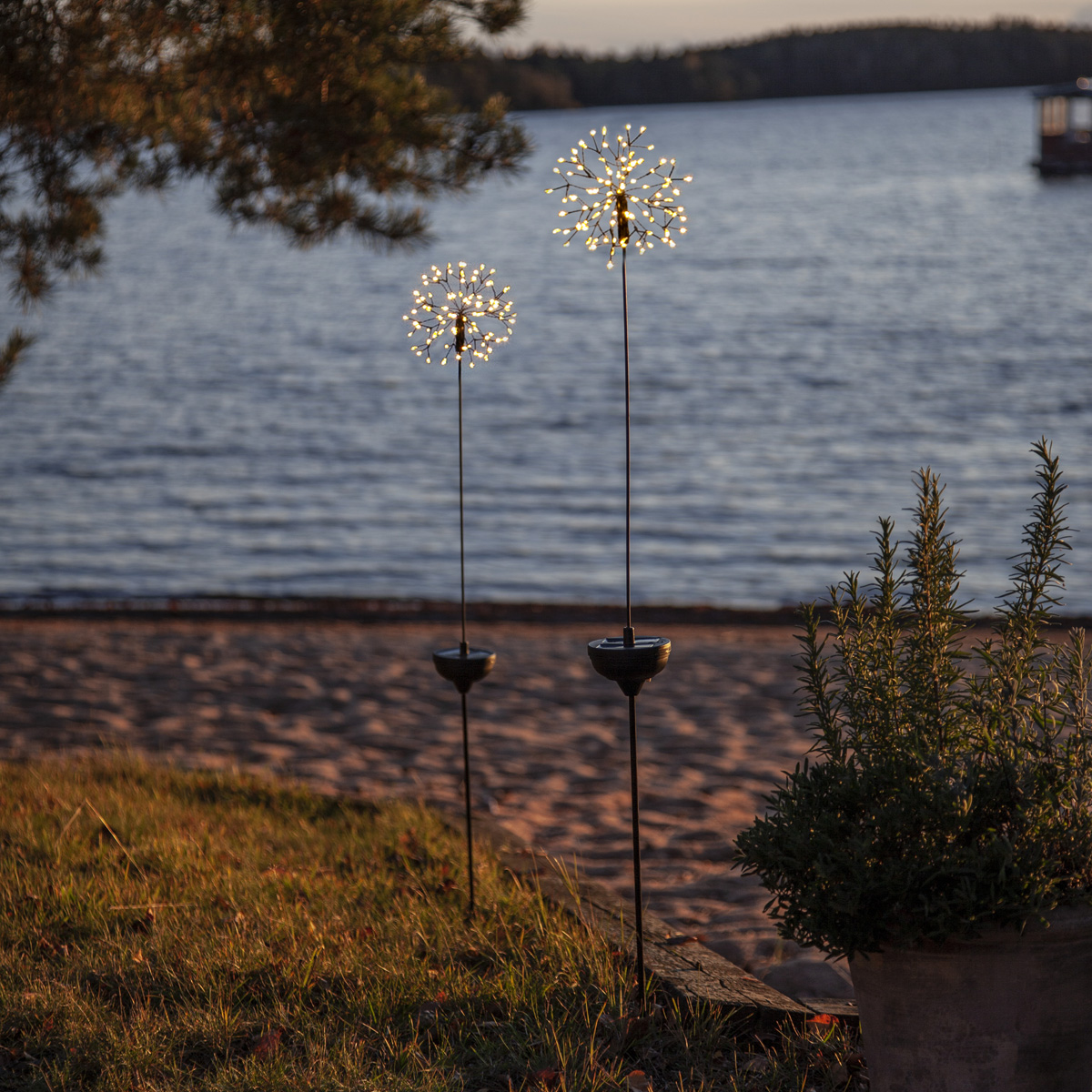 LED Solarstab "Firework" Gartendeko - 92 warmweiße LED - H: 85cm - Dämmerungssensor