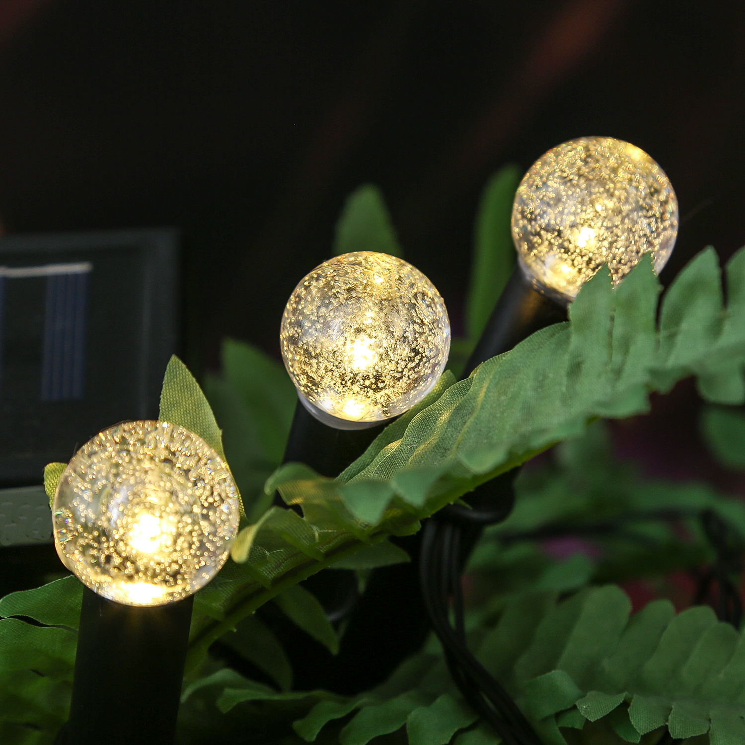 LED Solar Gartenstecker BUBBLES - 5 Erdspieße mit Luftblasen Optik - L: 1,2m - H: 18cm - Lichtsensor