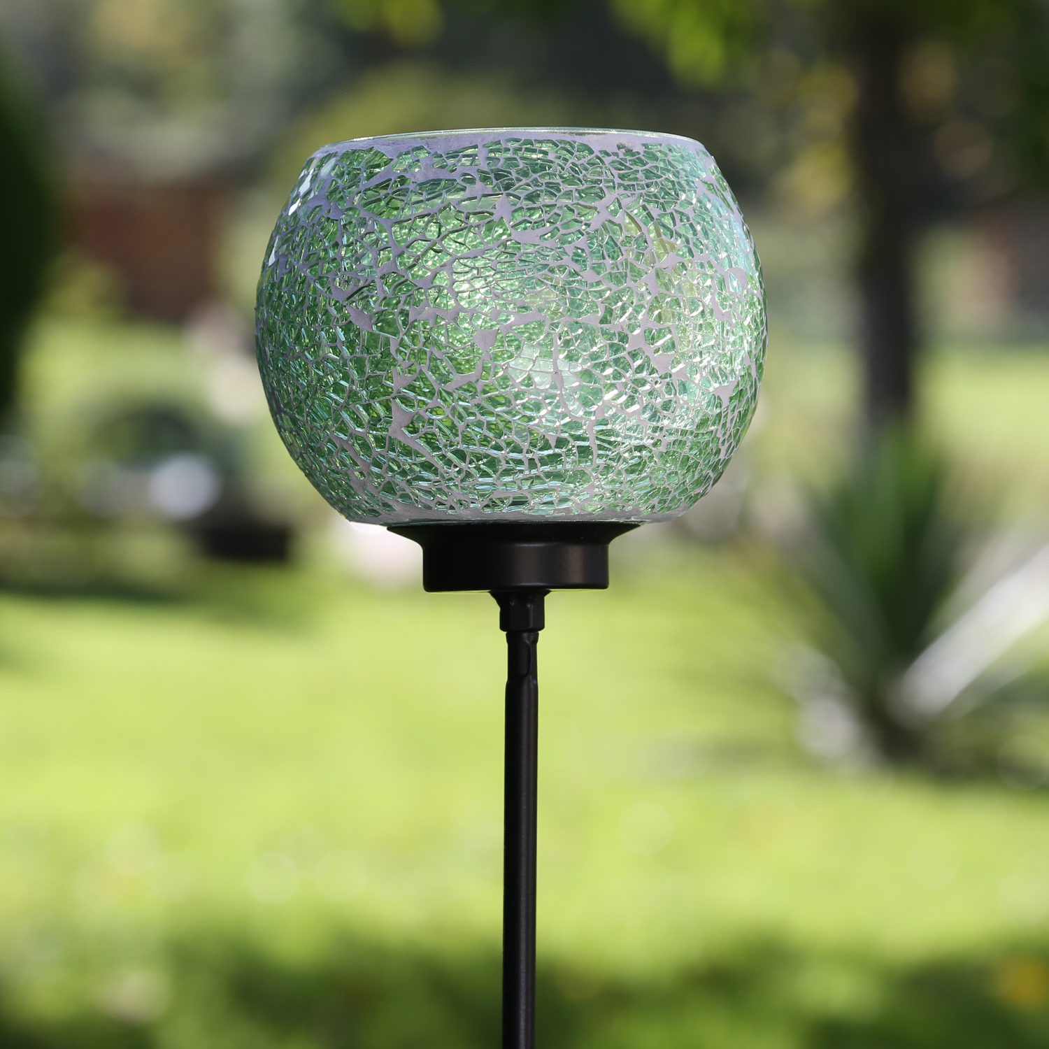 Windlicht Mosaik - Teelichthalter - mit Erdspieß - H: 102cm - D: 12,5cm - grün