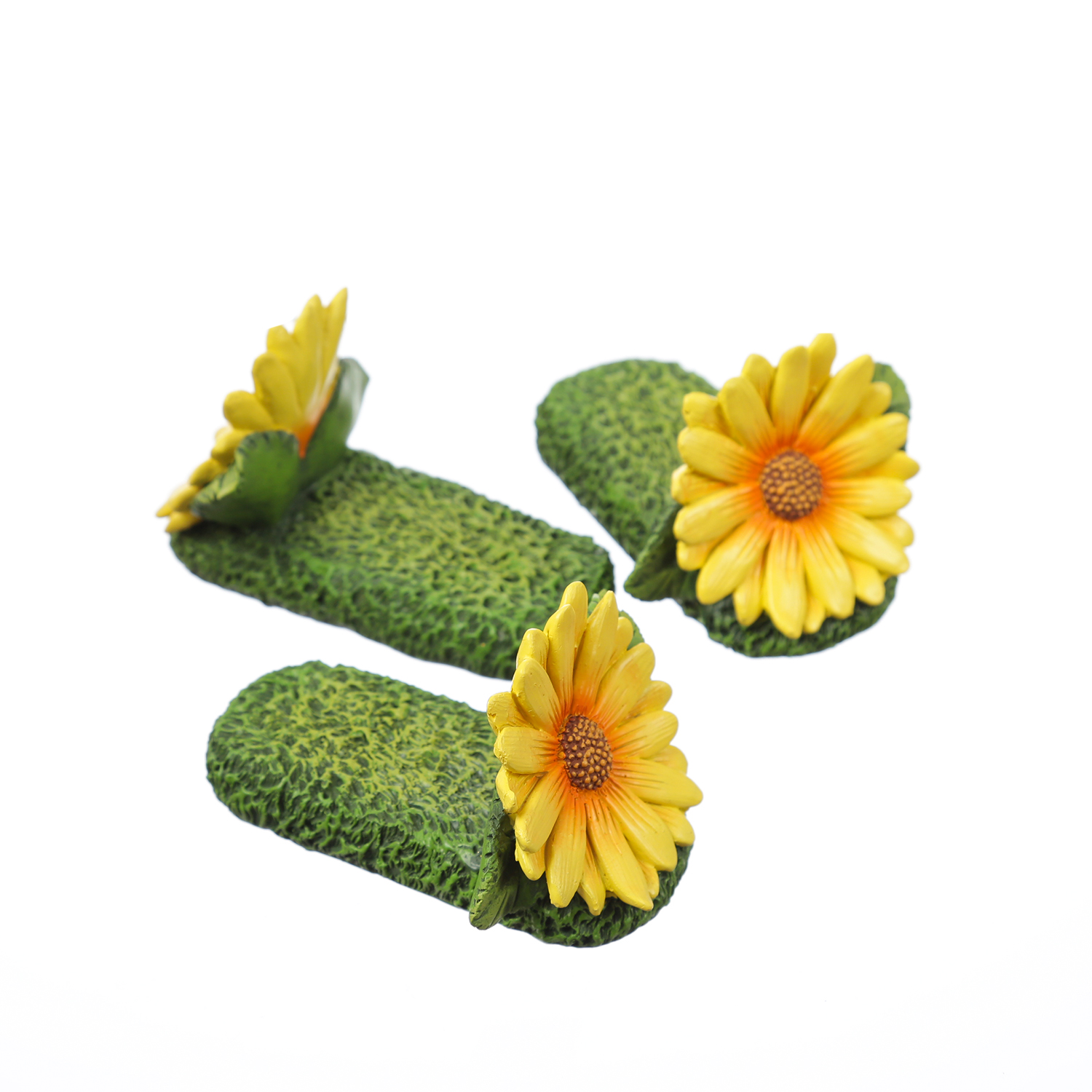 Blumentopffüße gelbe Blumen - Pflanzkübel Untersetzer - Kübelfüße - Polyresin - 3er Set