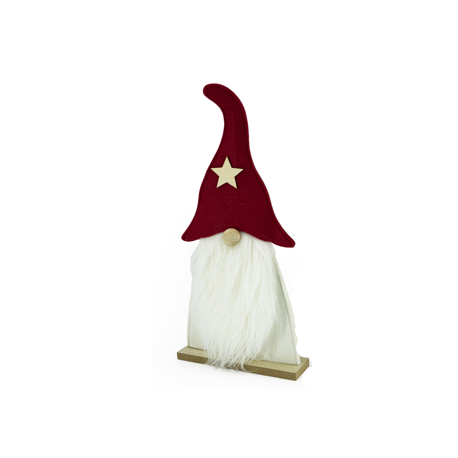 Wichtel - Dekofigur - Holz - Filz - stehend - H: 34cm - Mütze mit Stern - rot
