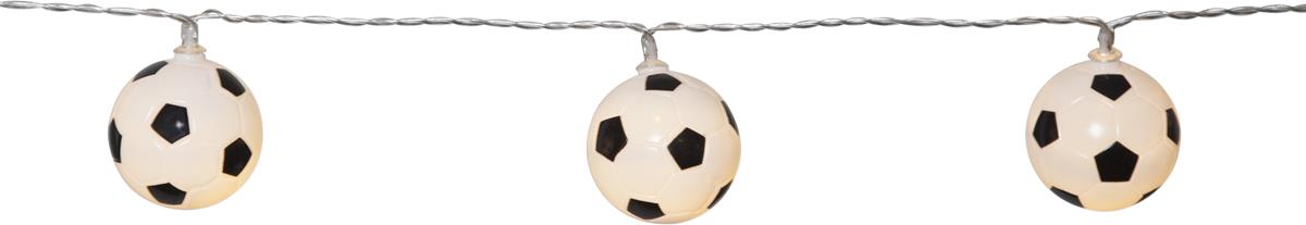 LED Lichterkette "GOAL" - 10 Fußbälle mit warmweißen LED - L: 1,35m - Batterie - Timer