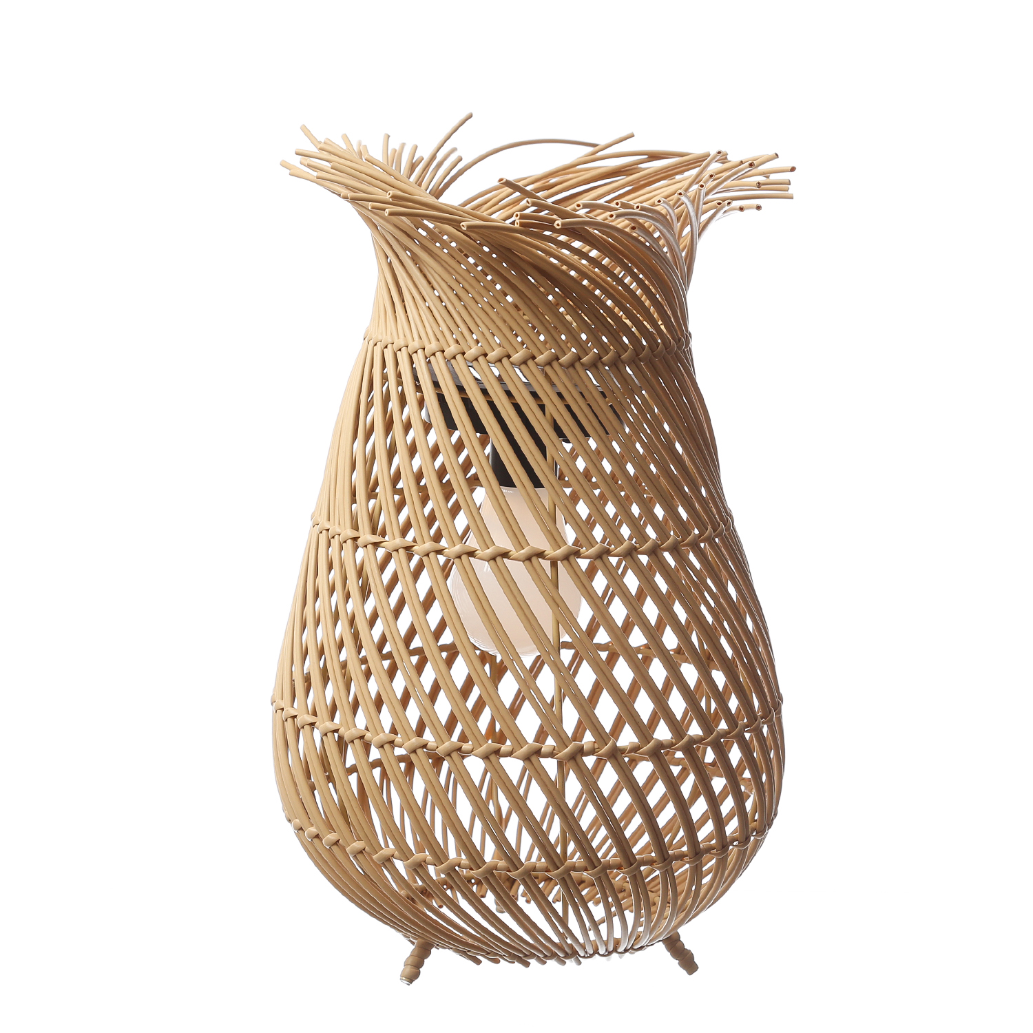 LED Solar Laterne BOHO - Tischleuchte in Korboptik - warmweiß - H: 36cm - Lichtsensor - natur