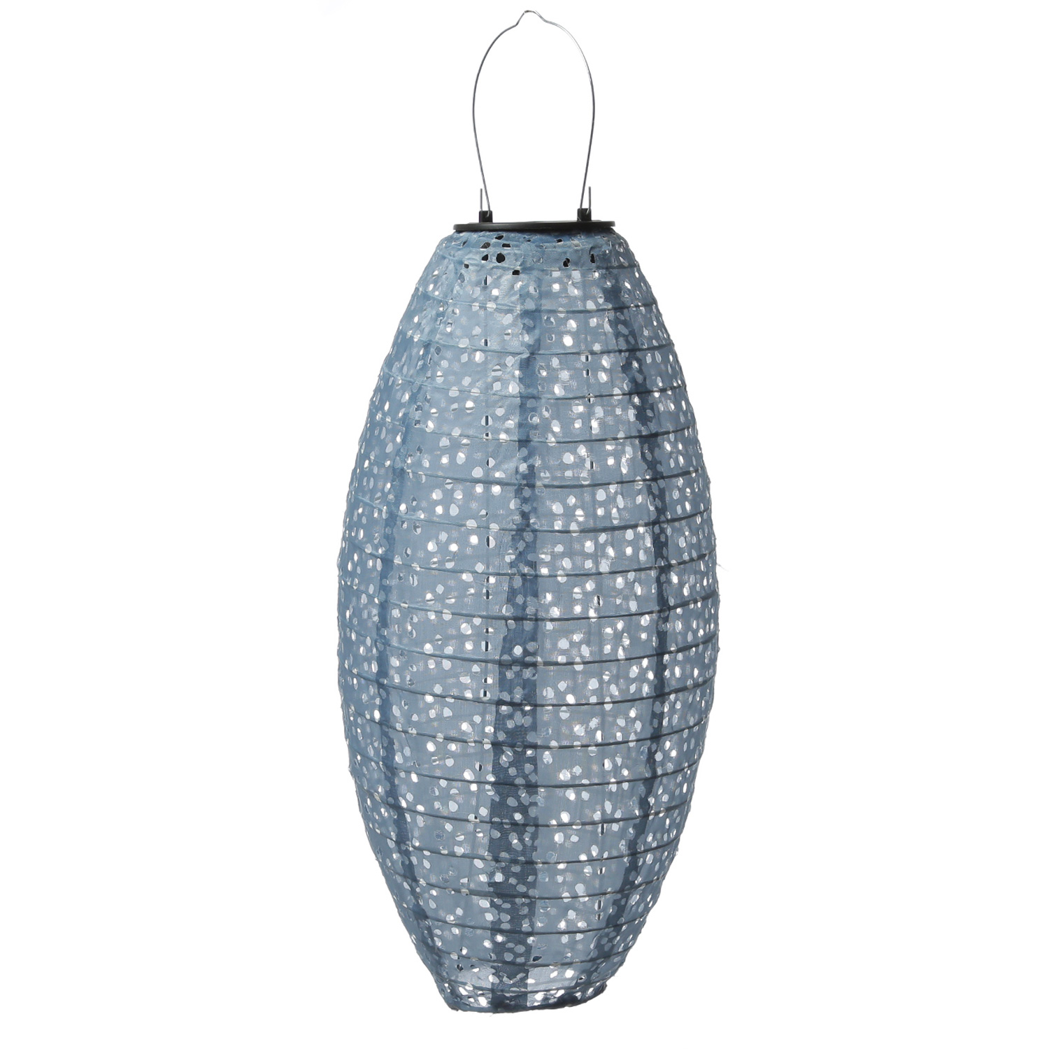 LED Solar Lampions - mit Blumenmuster - warmweiß - H: 25cm/40cm - Lichtsensor - blau - 2 Stück