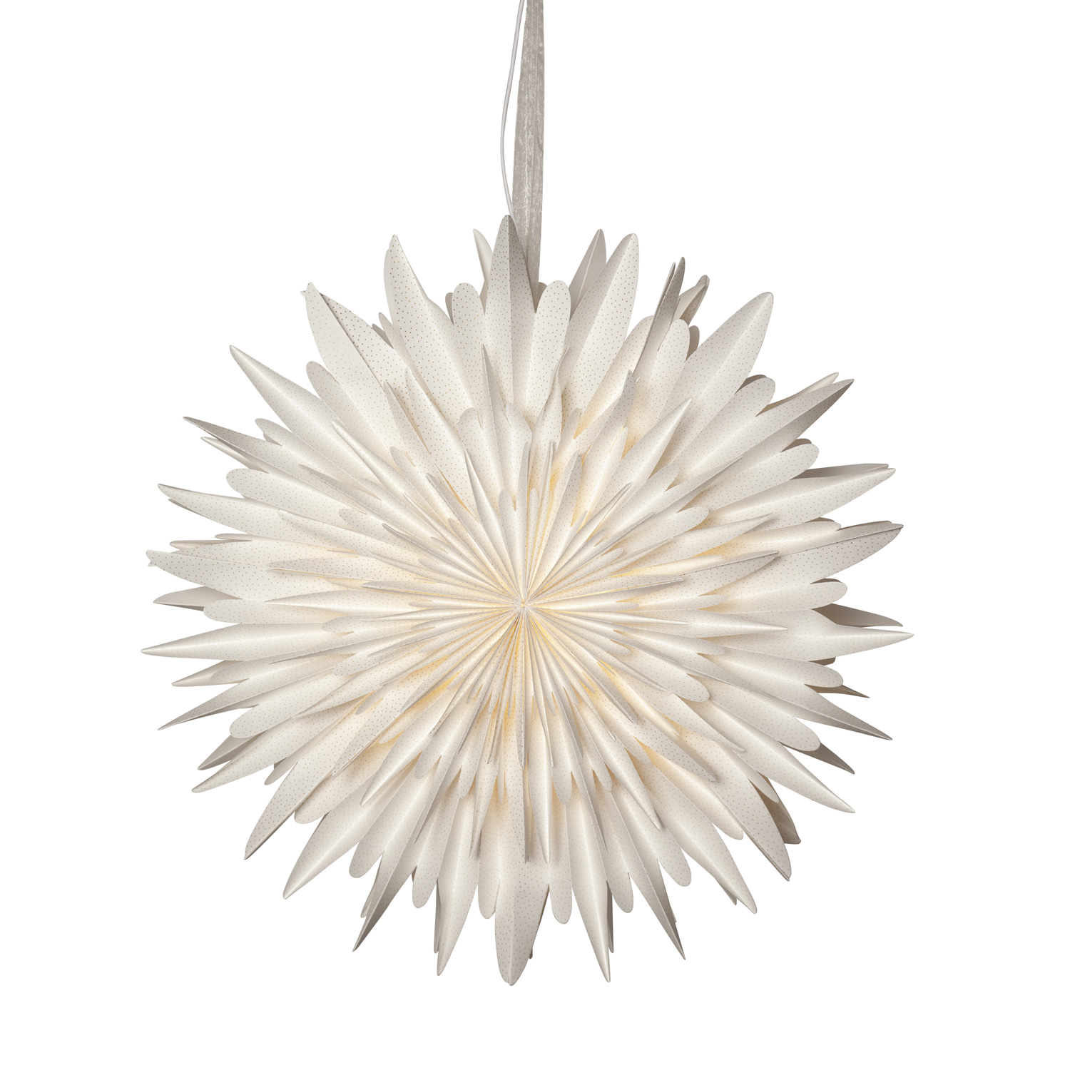 Papierstern WINTER - hängend - D: 60cm - mit Band - 3-lagig gefaltetes Papier - weiß