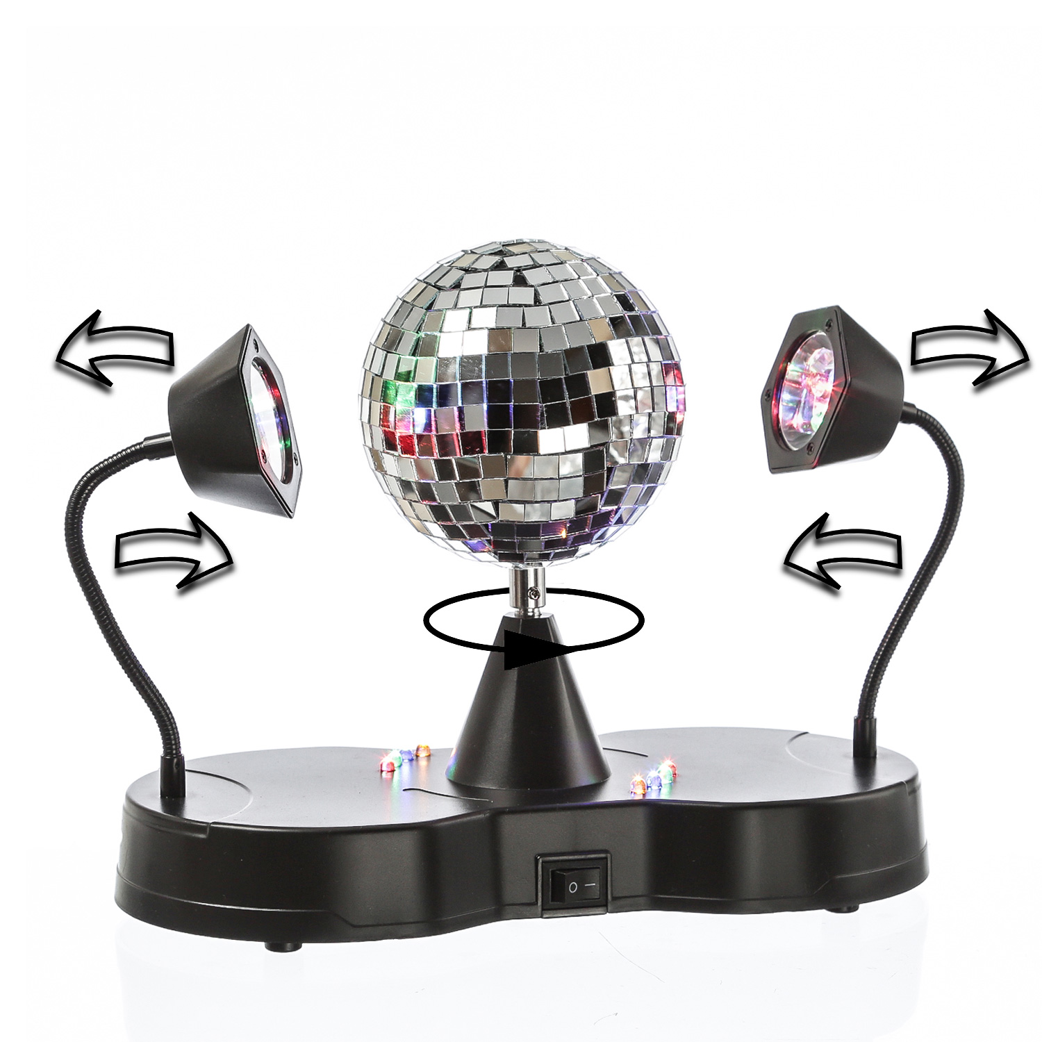 Spiegelkugel Base FLOWERPOWER mit Schwanenhals Spots USB