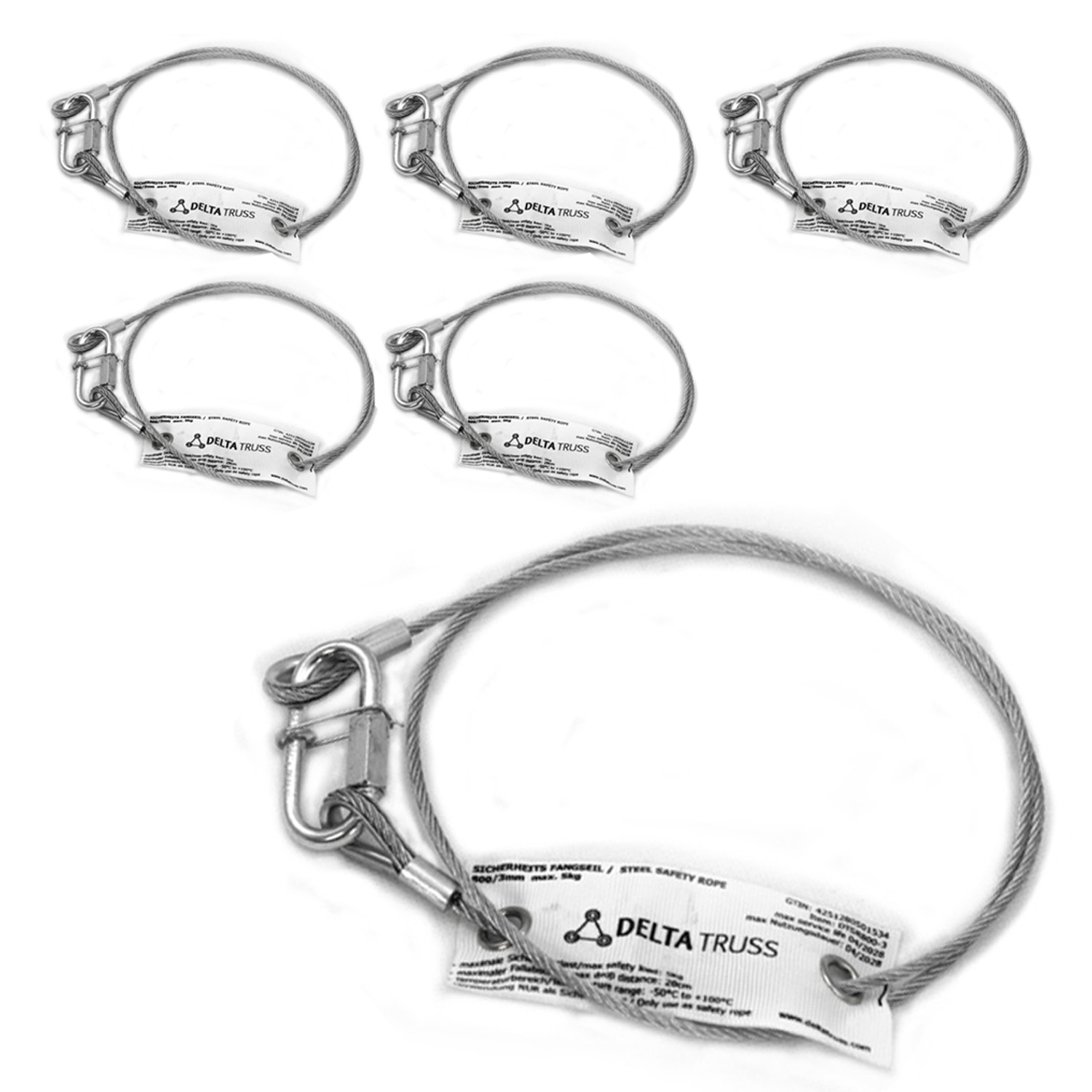 Sicherheitsfangseil 1000x6mm - 6er Set - Safety nach BGV-C1 bis 36kg