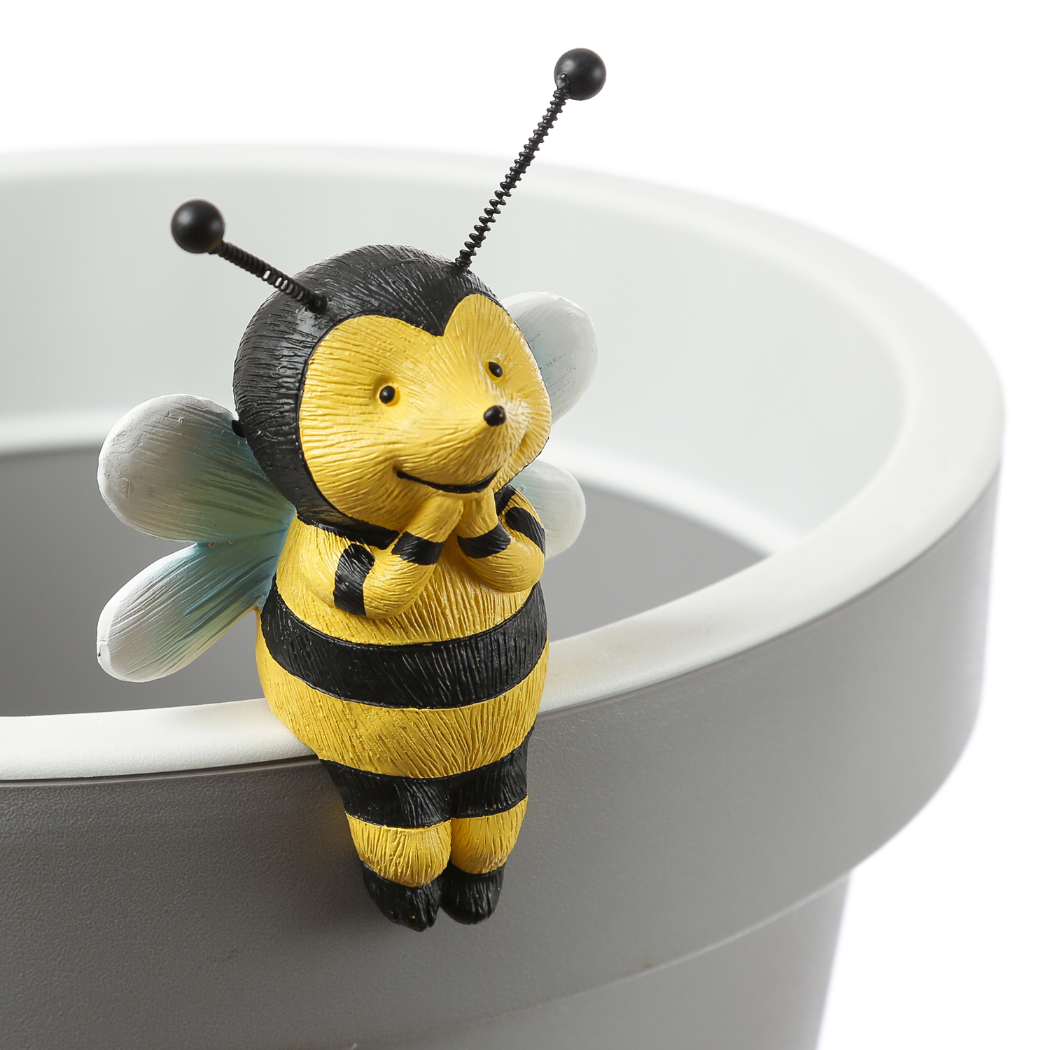 Blumentopfhänger Biene - niedliche Dekofigur als Topfhänger - Tierfigur - Polyresin - H: 11,5cm