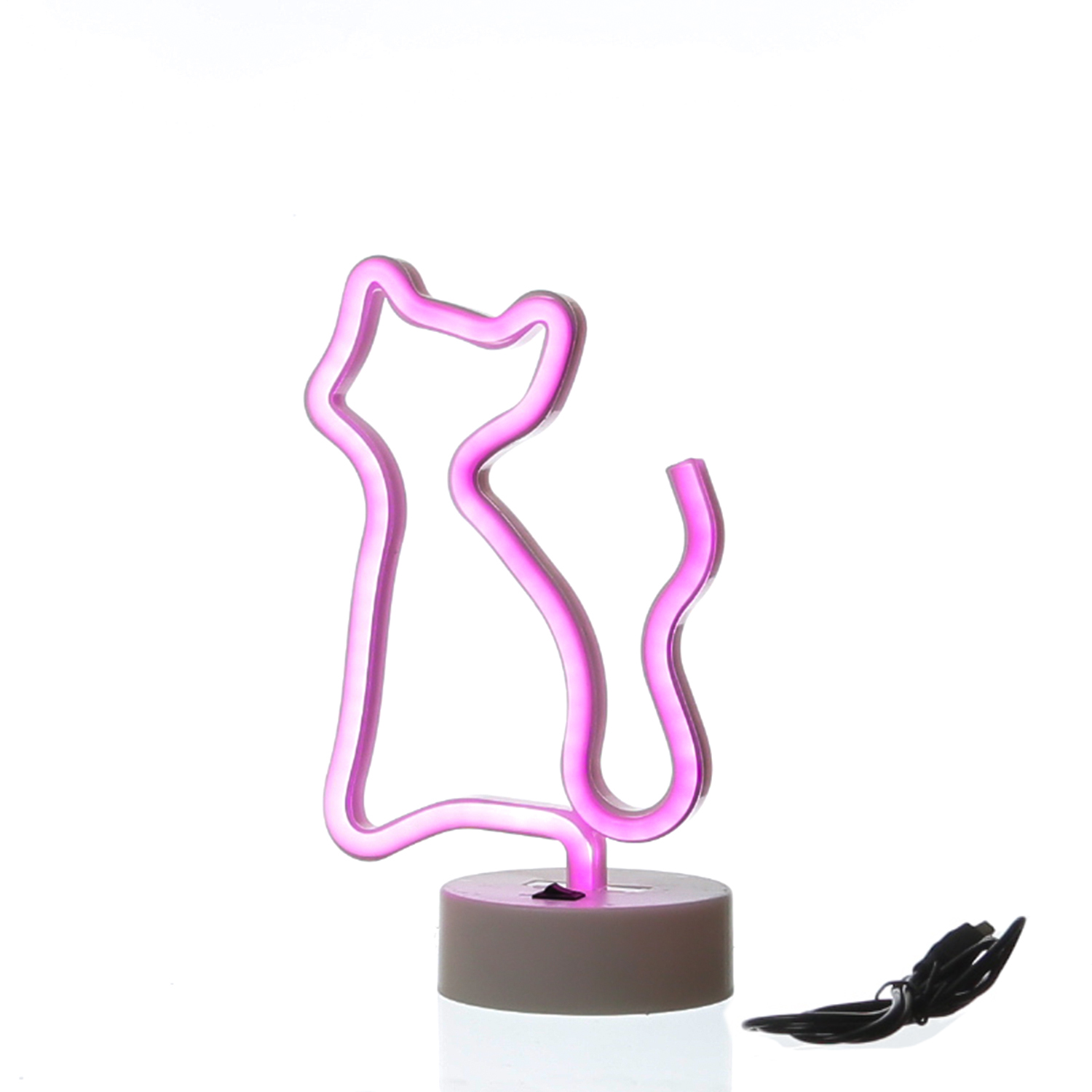 LED NEON Figur KATZE - Neon Schild - H: 25cm - Batterie oder USB Betrieb - stehend - pink