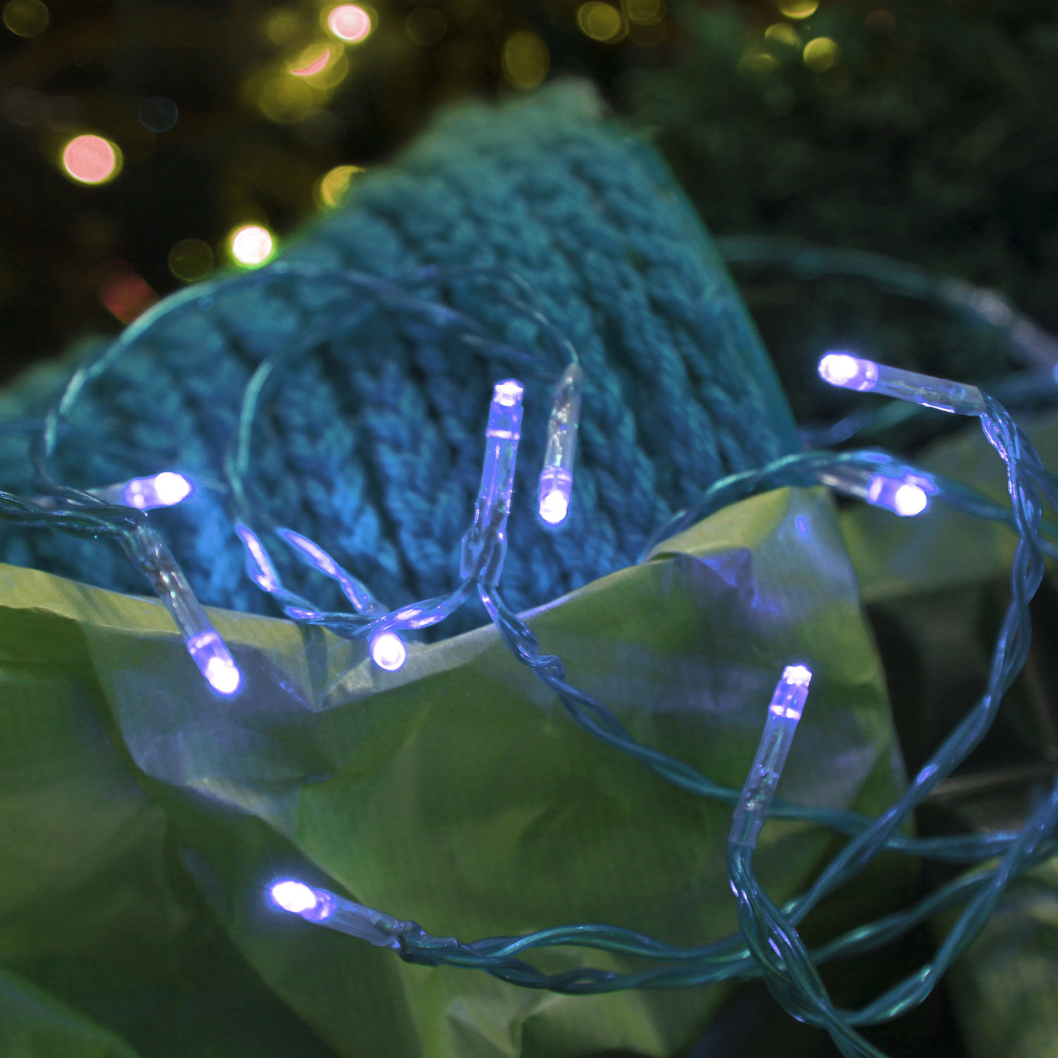 LED-Lichterkette | TRENDLITES | Indoor | Batteriebetrieb | Timer | 2.10m | blaues Kabel | 15x blaue LEDs