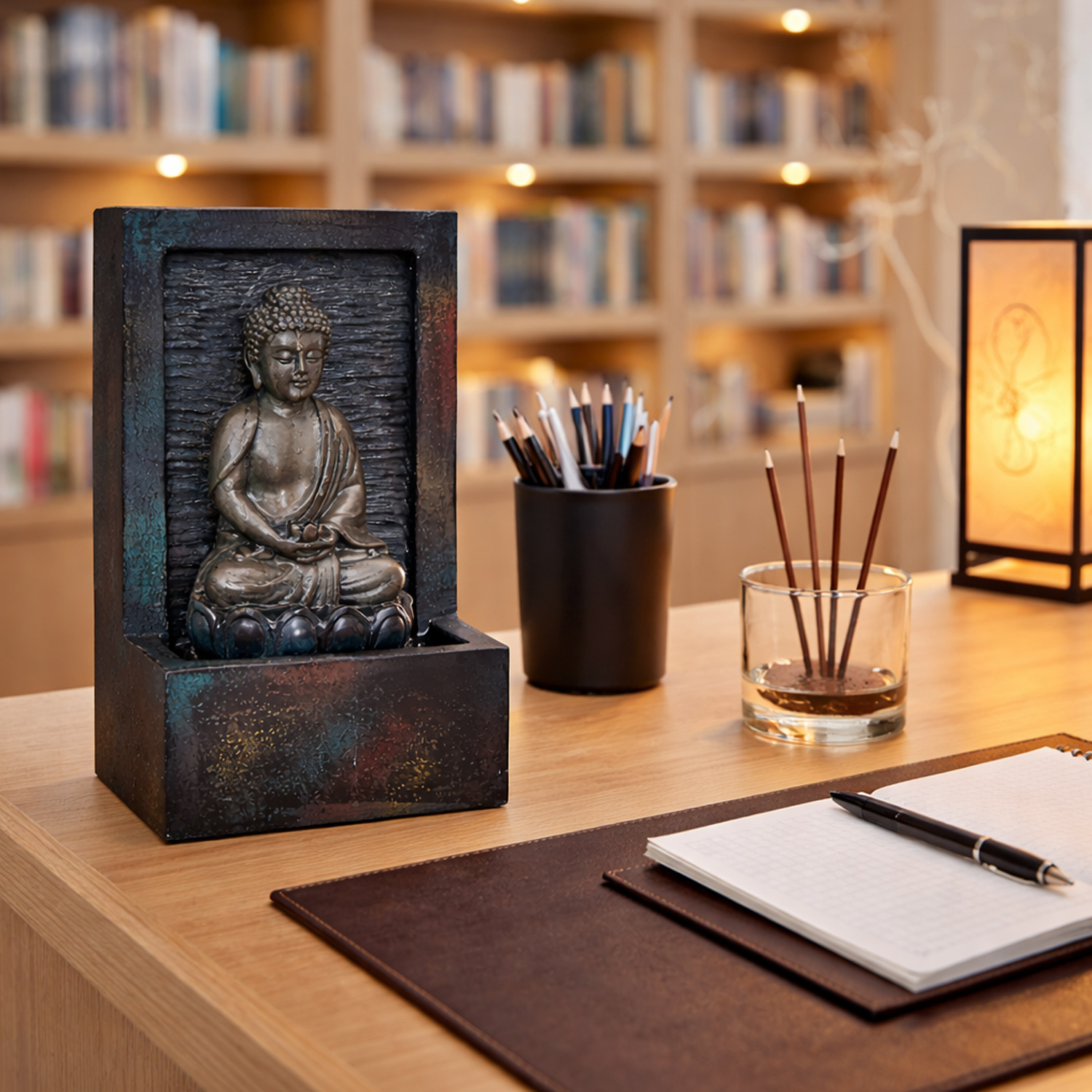 Brunnen Buddha polyresin Hochspannung Indoor dunkel