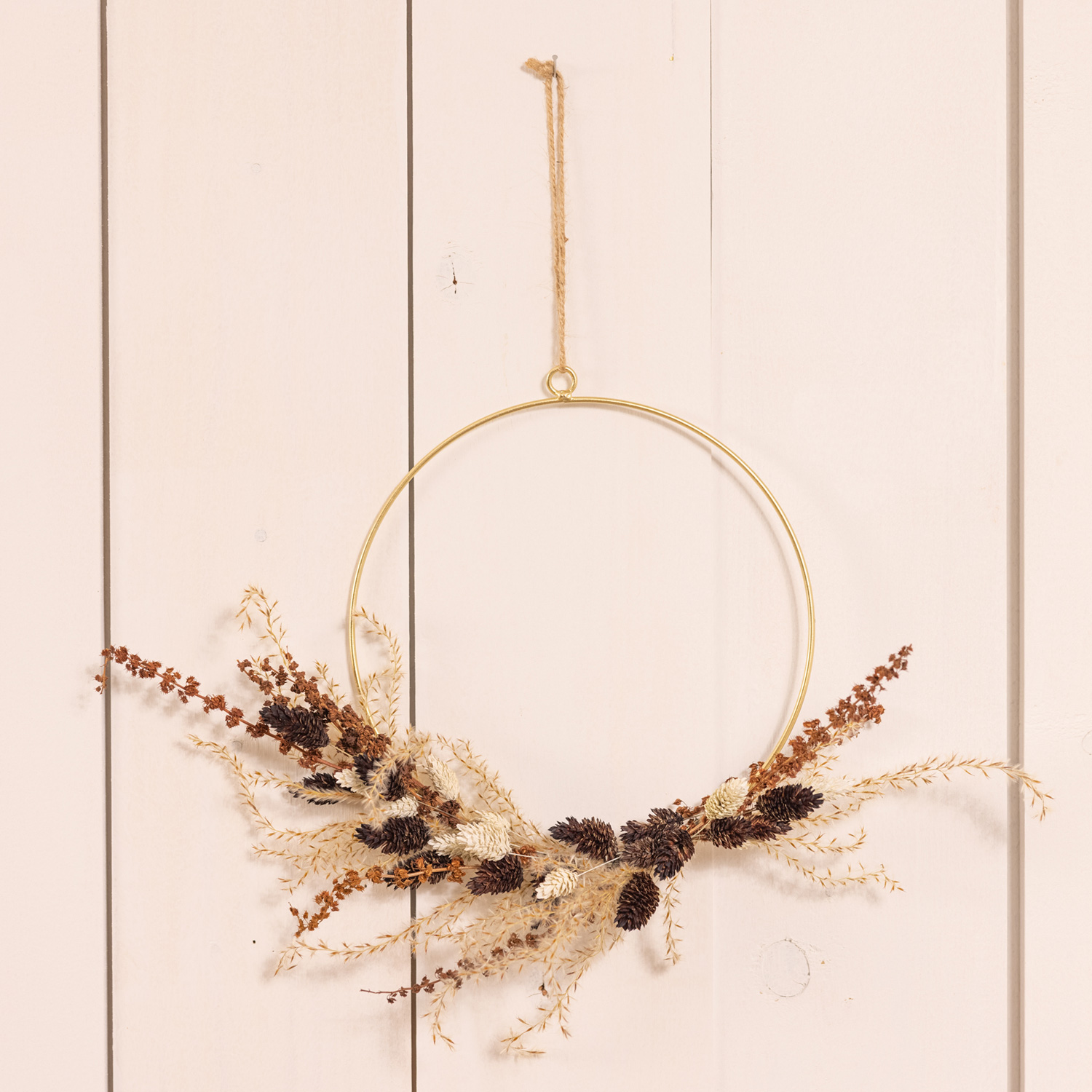 Deko-Ring mit Trockenblumen - Aufhängeroese - L: 37cm - Fensterdeko - natur