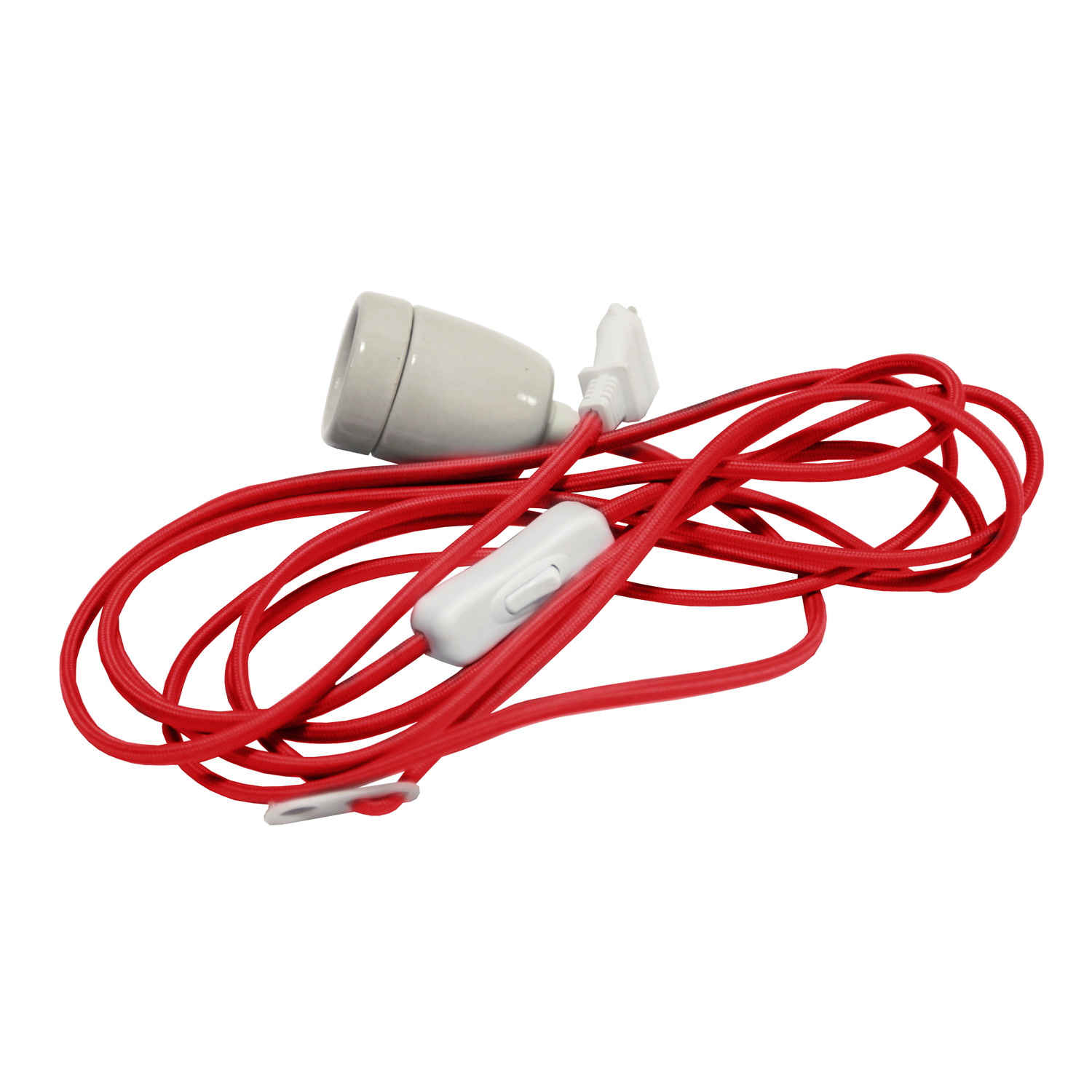 Ersatzkabel für Leuchtsterne und Hängeleuchten - Länge ca. 5 m - E27 Fassung - mit Schalter - rot