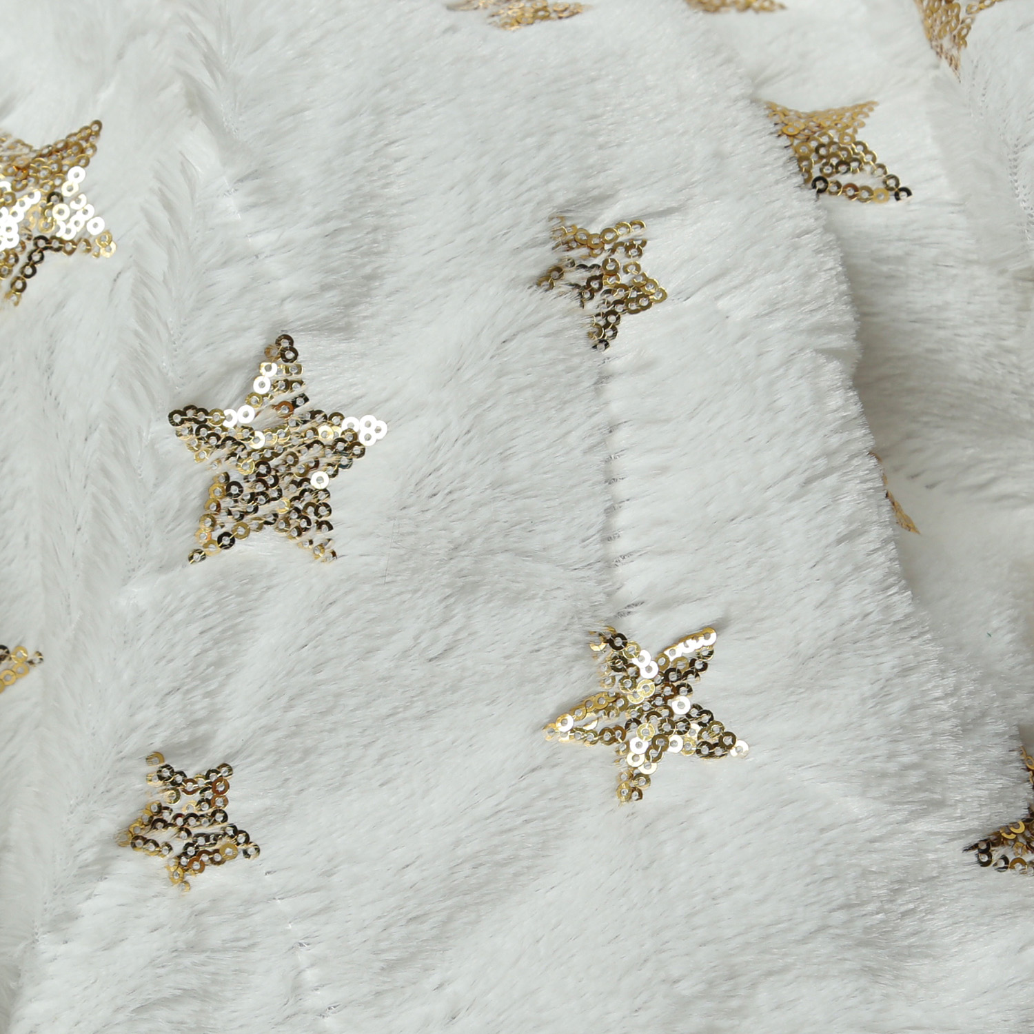 Weihnachtsbaumdecke Schneeflocken - Baumteppich - Polyester - D: 85cm - rund - weiß, gold