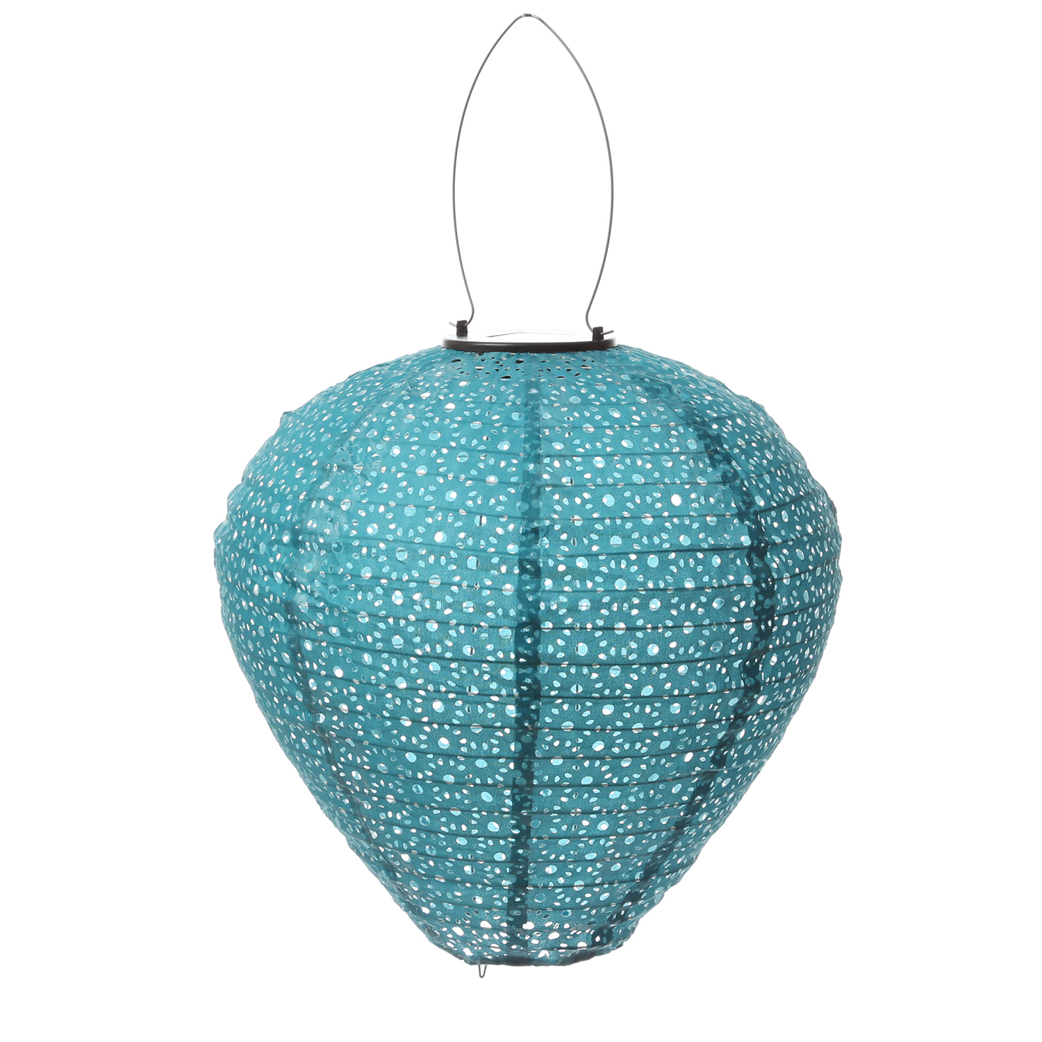 LED Solar Lampions mit Blumenmuster - oval/rund/Ballonform - Lichtsensor - blau - 3er Set