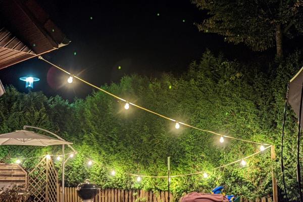 Illu-/Partylichterkette 10m - Außenlichterkette weiß - Made in Germany- 20 dimmbare Halogenlampen