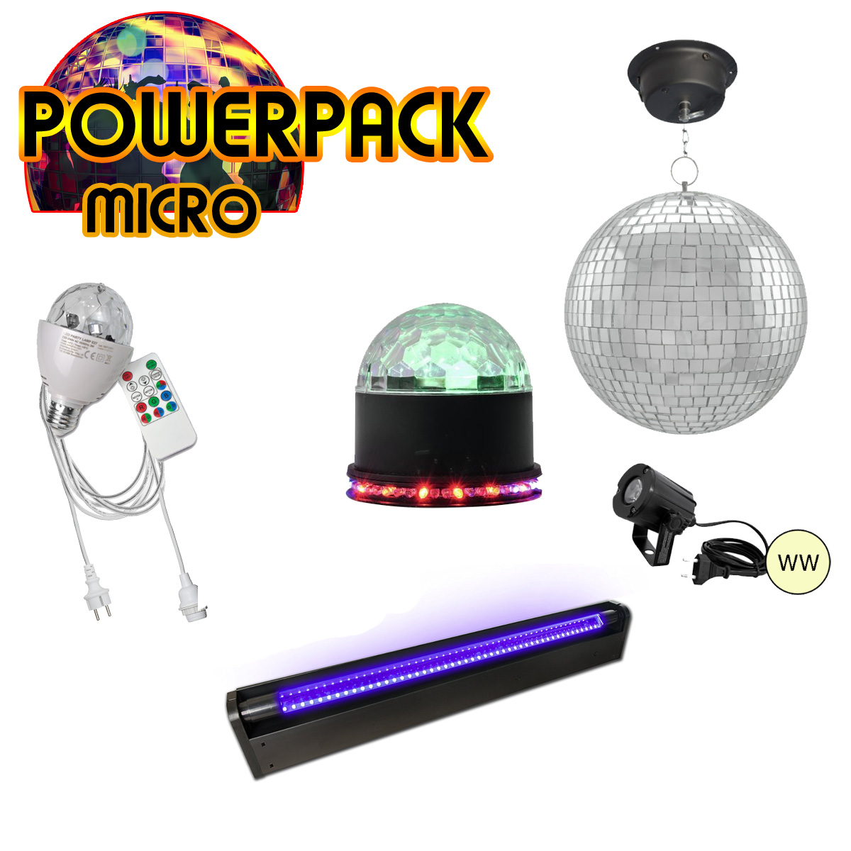 PARTYRAUM POWERPACK "MICRO" - 4 Effekte in einem SET