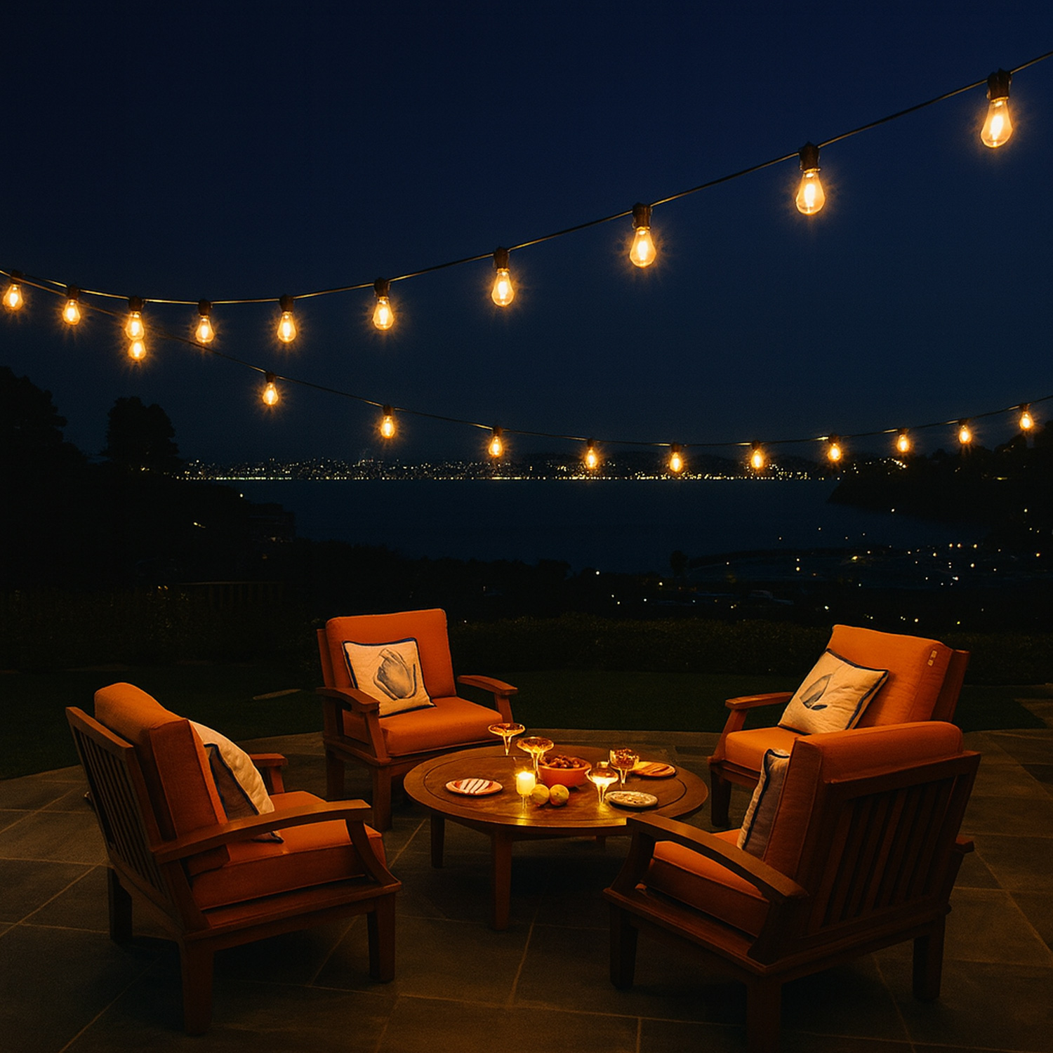 LED Party Lichterkette - 16 transparente Glühbirnen - warmweiße LED - 45m - für Außen