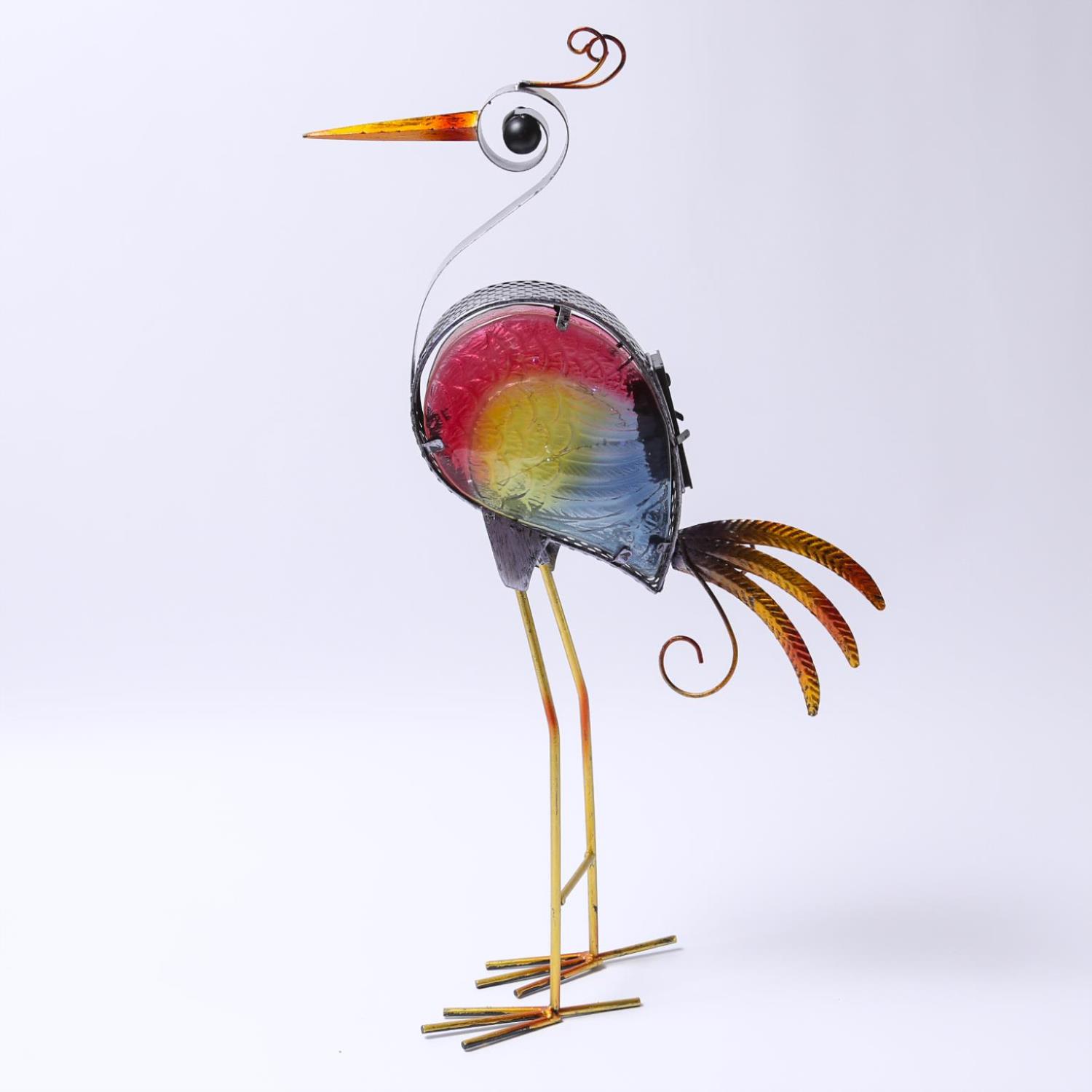 LED Solar Gartenfigur Paradiesvogel - 10 kaltweisse LED - H- 57cm - Daemmerungssensor - bunt