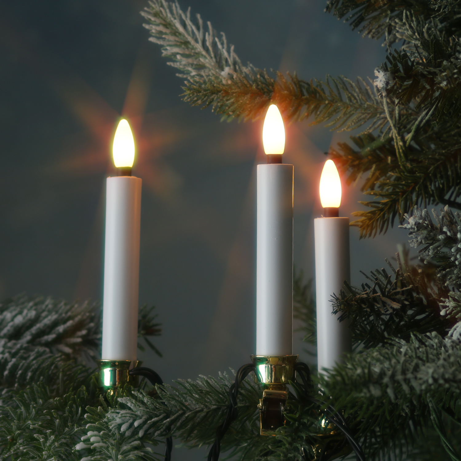 LED Kerzenlichterkette - 20 Christbaumkerzen - Weihnachtsbaumlichterkette - L: 9,5m - Innen/Außen