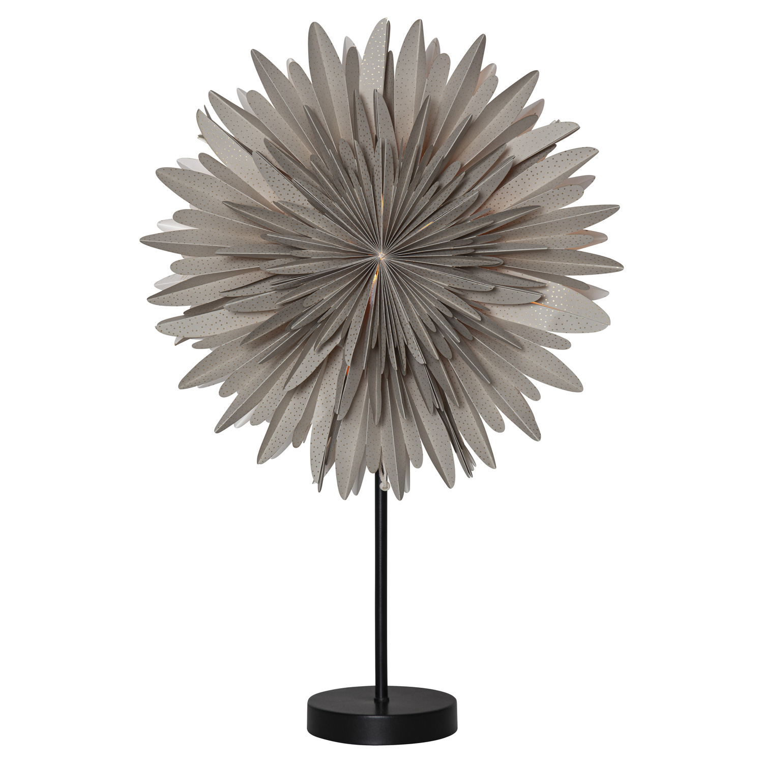 Papierstern WINTER - stehend - D: 40cm - H: 60cm - inkl. E14 Fassung u. Kabel - beige