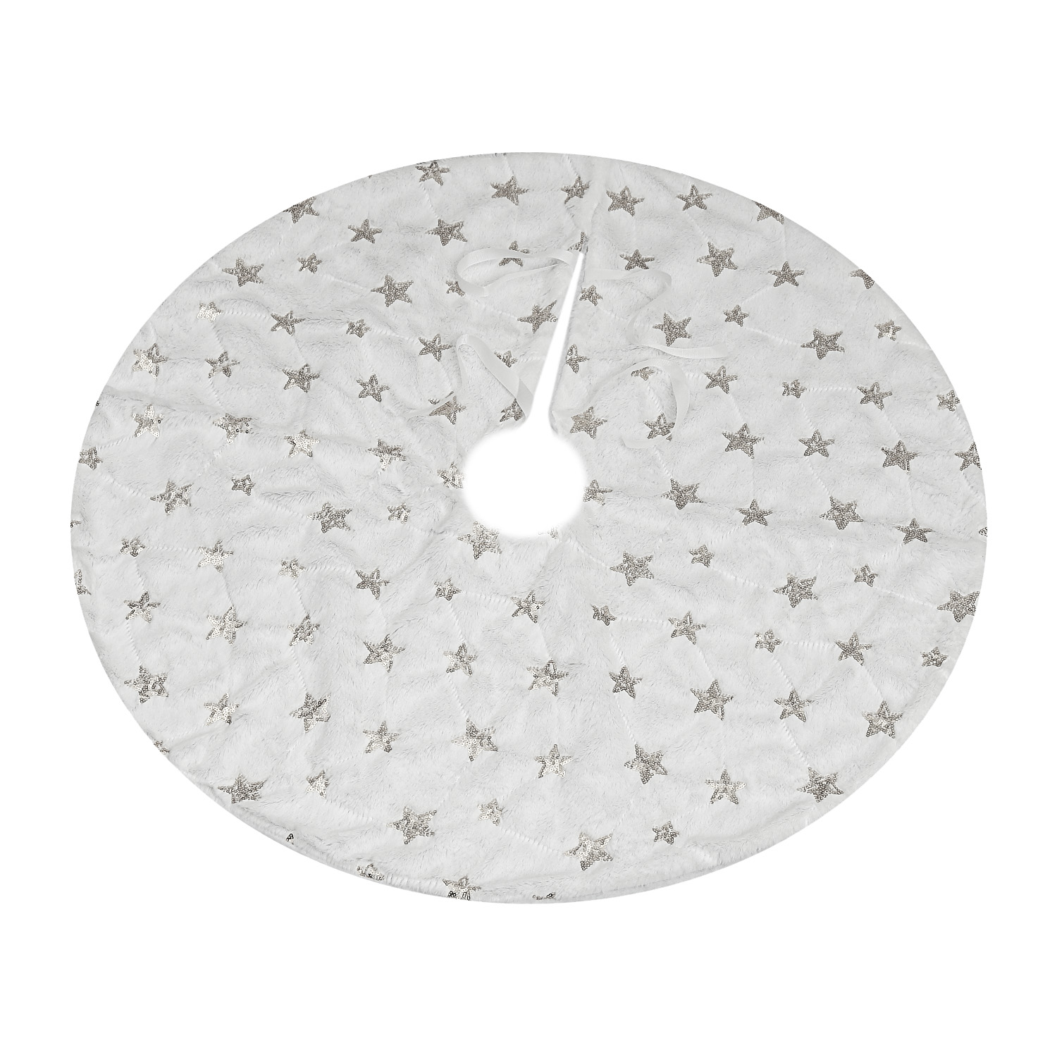 Weihnachtsbaumdecke Schneeflocken - Baumteppich - Polyester - D: 85cm - rund - weiß, silber