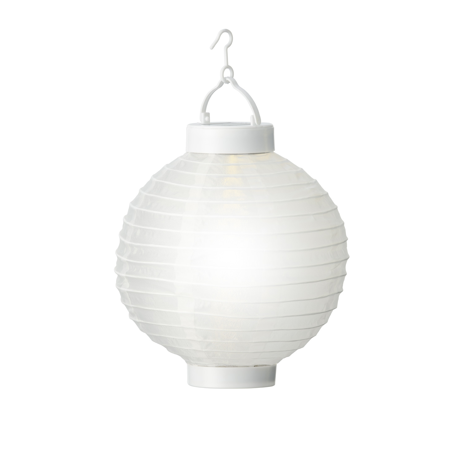 LED Solar Lampion - 1 warmweiße LED - H: 23cm - D: 20cm - Lichtsensor - weiß