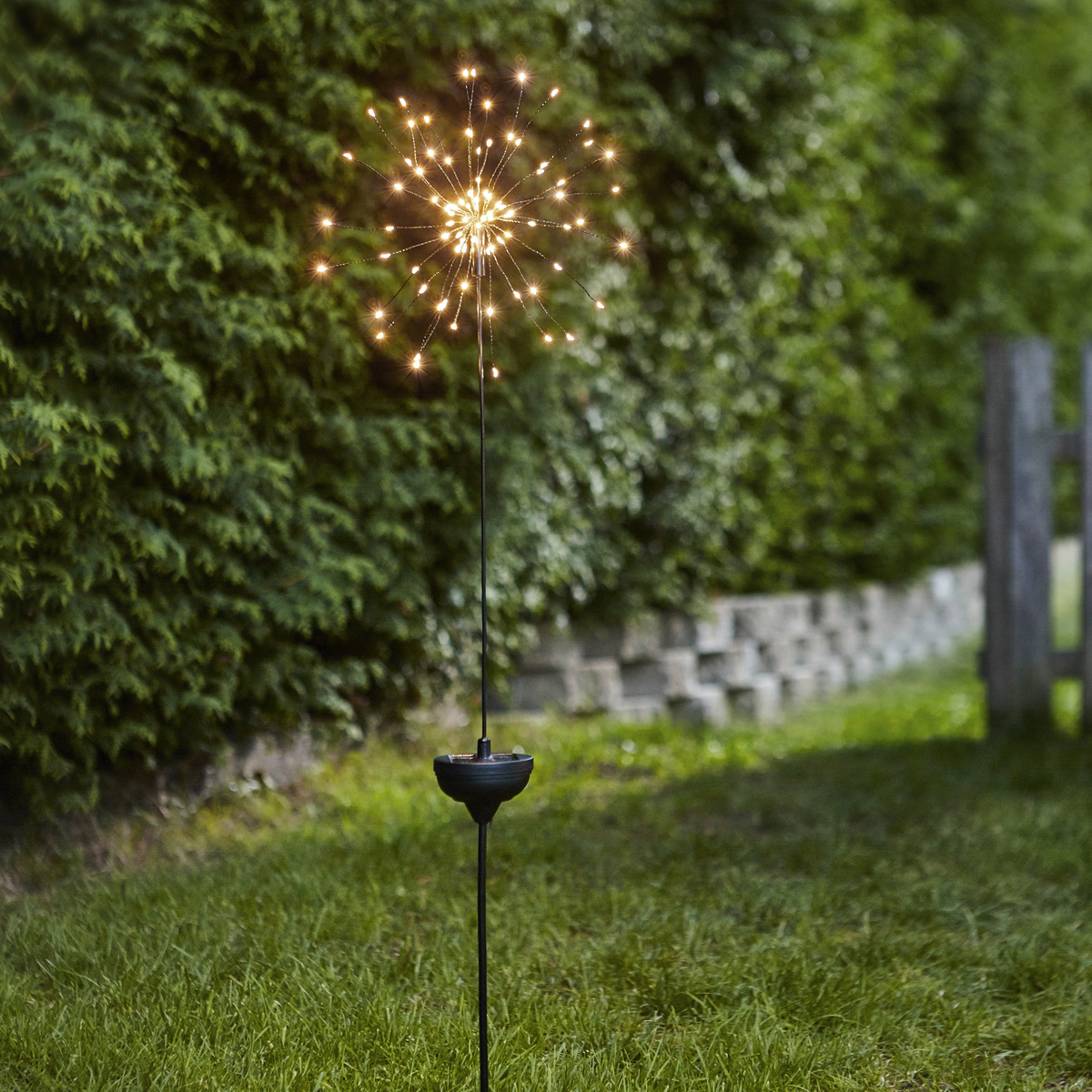 LED Solarstab "Firework" Gartendeko - 90 warmweiße LED - H: 100cm - Dämmerungssensor