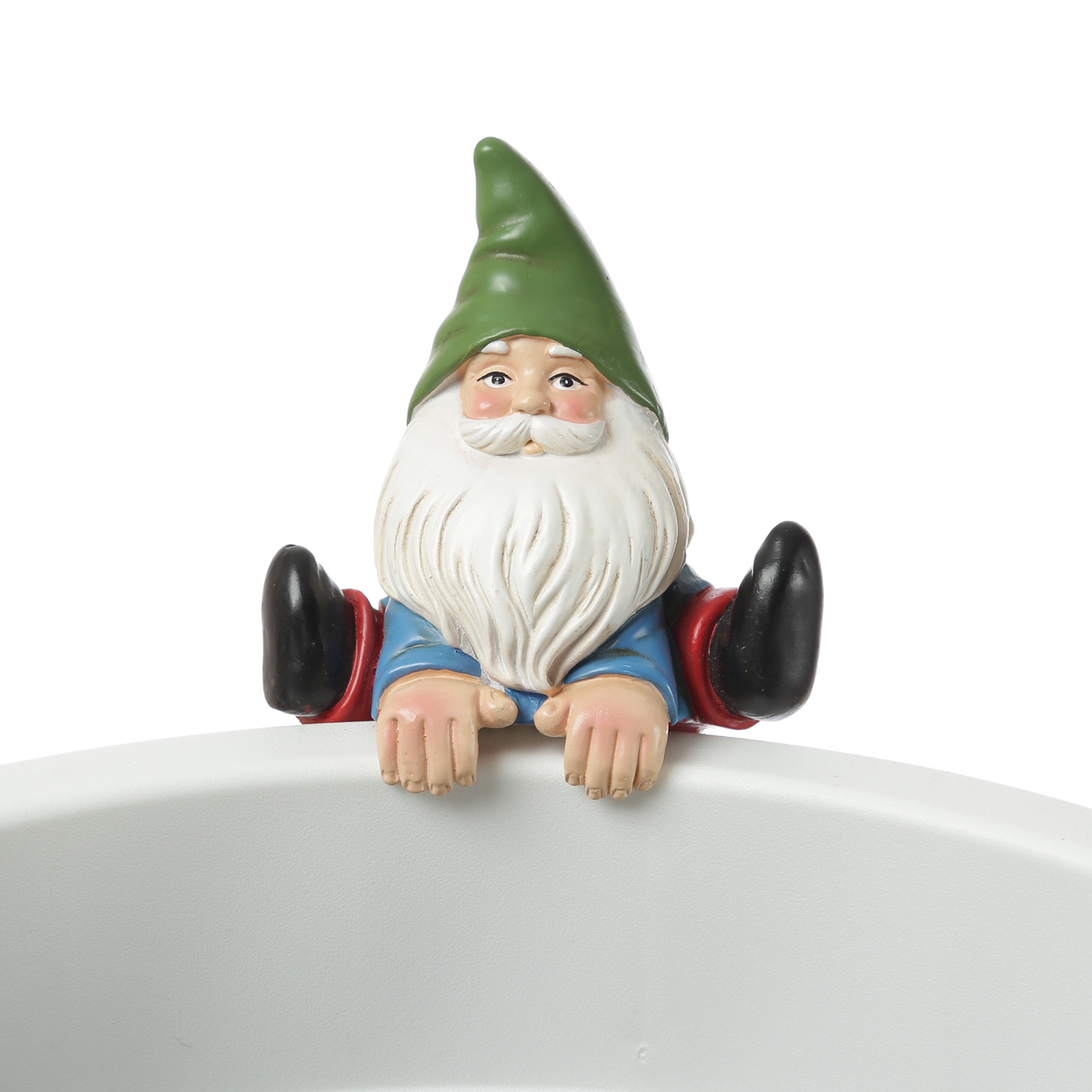 Blumentopfhänger Gartenzwerg - lustige Dekofigur als Topfhänger - Gartenfigur - Polyresin - H: 10cm