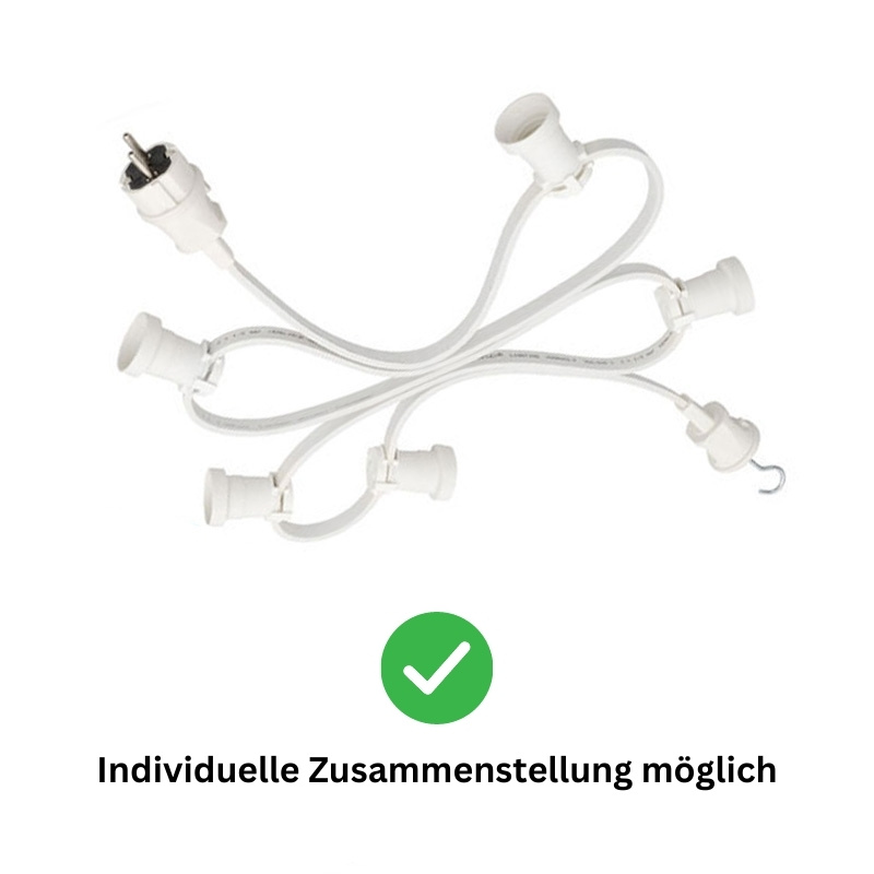 Illu-/Partylichterkette 40m - Außenlichterkette weiß - Made in Germany - 40 x bunte LED Kugellampen