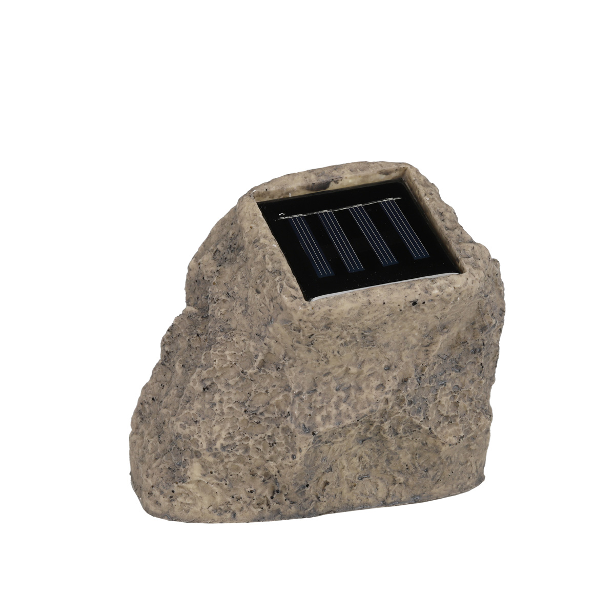 LED Solar Stein "Rocky" - Spot mit 4 kaltweißen LED - Dämmerungssensor - H: 11cm