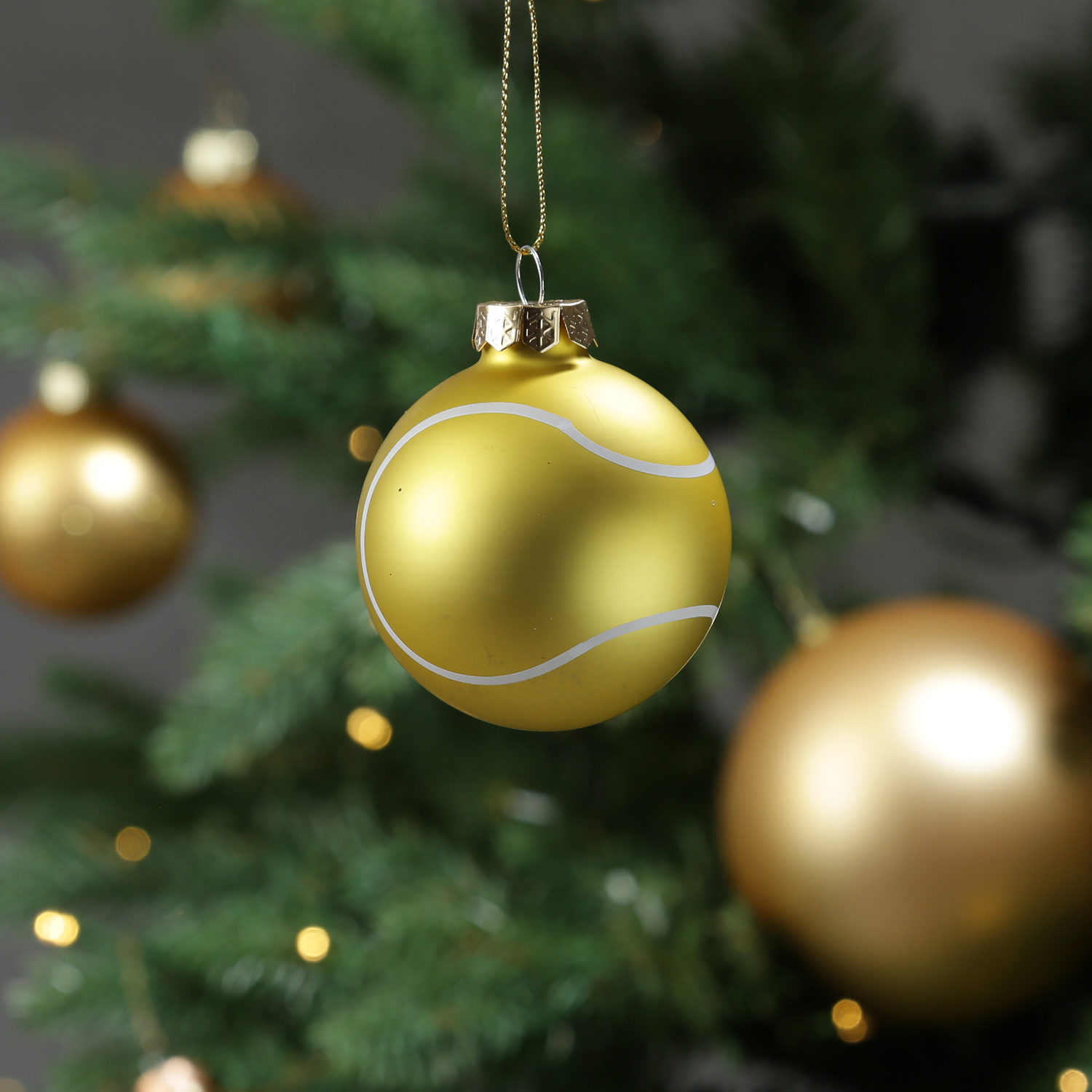 Weihnachtsbaumschmuck Tennisball - Christbaumschmuck - Glas - D: 5,6cm - gelb