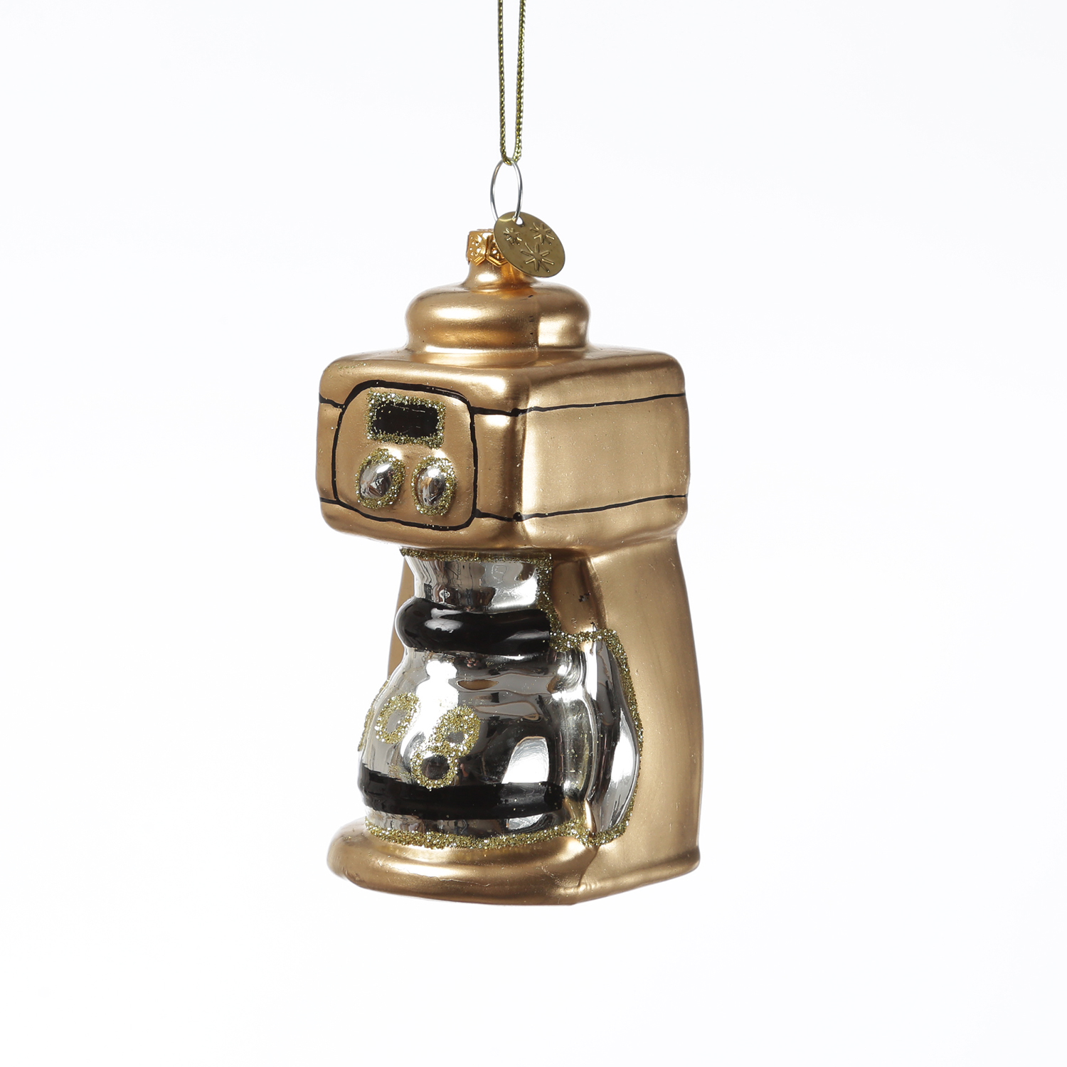 Weihnachtsbaumschmuck Kaffeemaschine - Glas - Christbaumschmuck Filterkaffee - H: 9cm