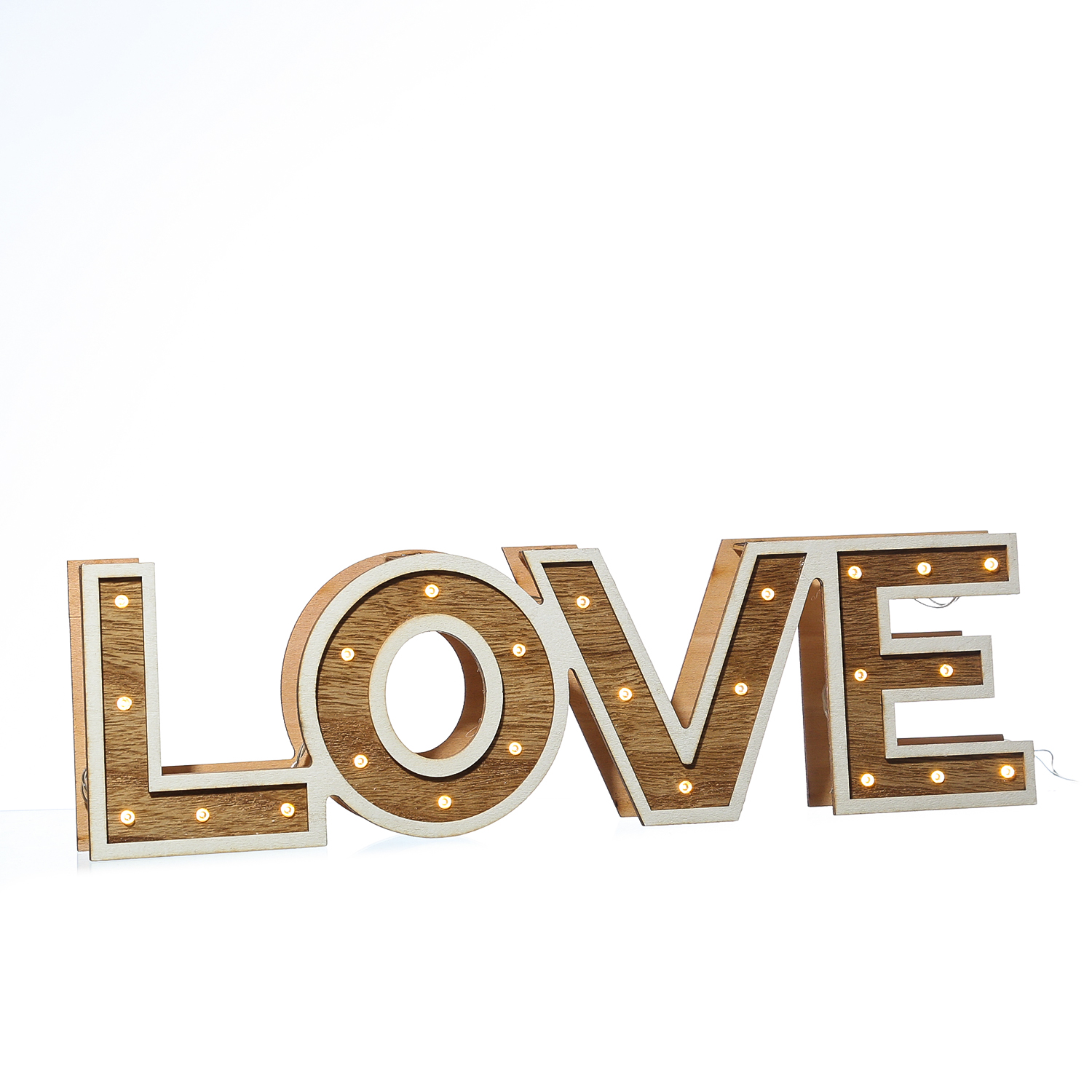 LED Dekolicht LOVE - Schriftzug - 24 warmweiße LED - L: 38cm - H: 11cm - Batteriebetrieb - natur