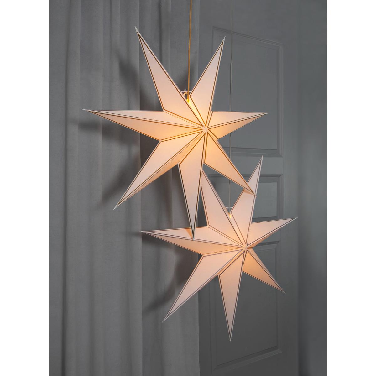 Papierstern "Nicolas" - hängend - 7-zackig - Ø 80cm - E14 Fassung - inkl. Kabel - creme/gold