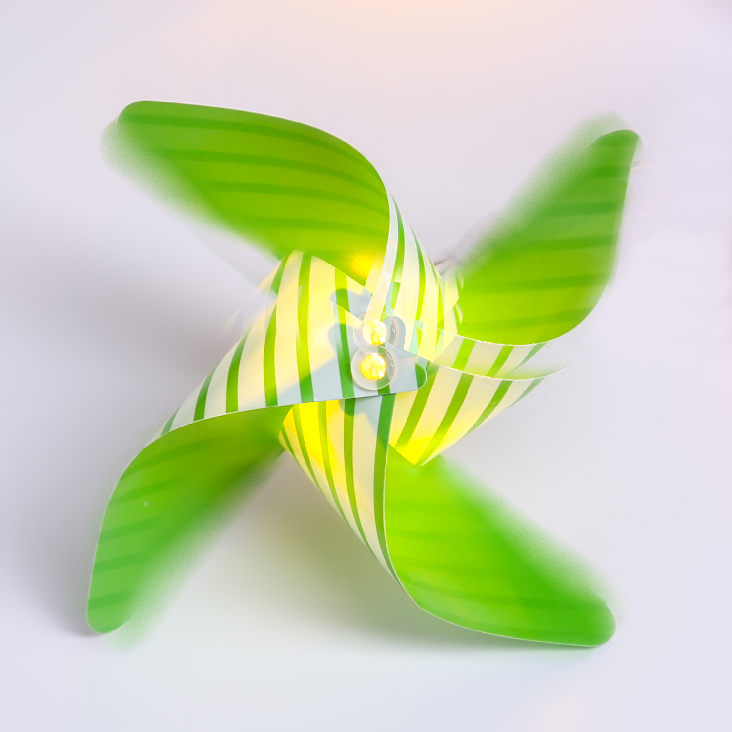 LED Lichterkette Windräder - 10 gestreifte Windräder mit je 1 LED - Batterie - bunt