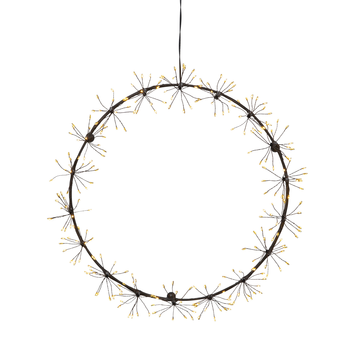 LED Lichtkranz Dew Drop Flower - 270 warmweiße LED - D: 35cm - Indoor - schwarz