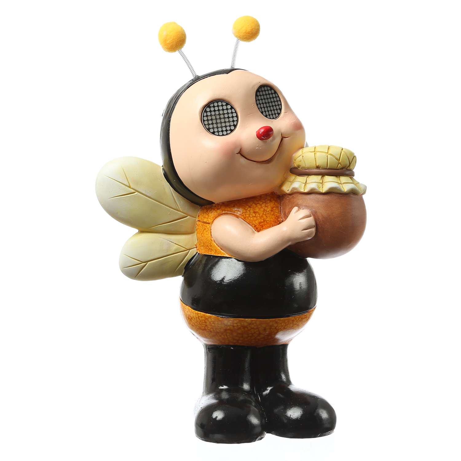 LED Solar Biene mit blizelnden und rollenden Augen - Gartenfigur - H: 35,5cm - Lichtsensor