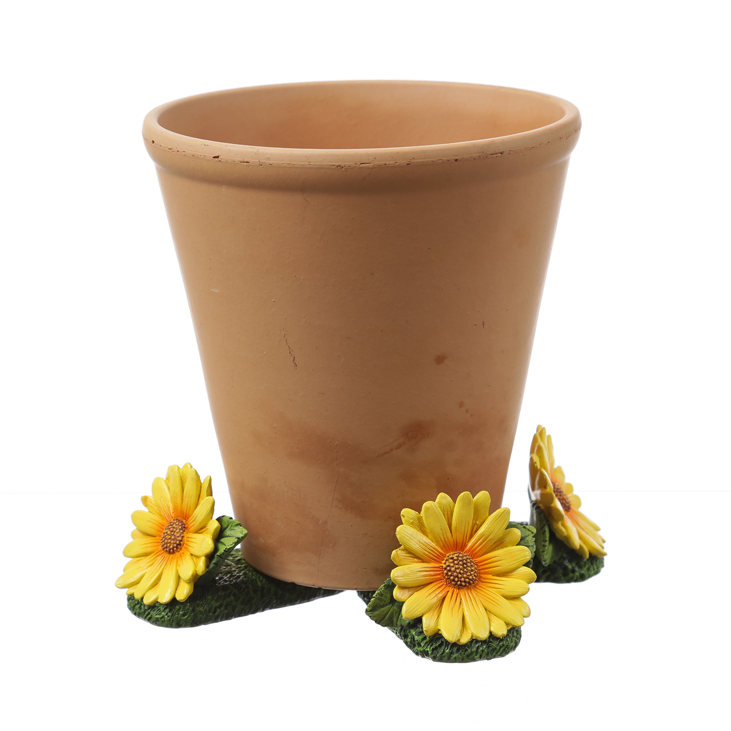 Blumentopffüße gelbe Blumen - Pflanzkübel Untersetzer - Kübelfüße - Polyresin - 3er Set