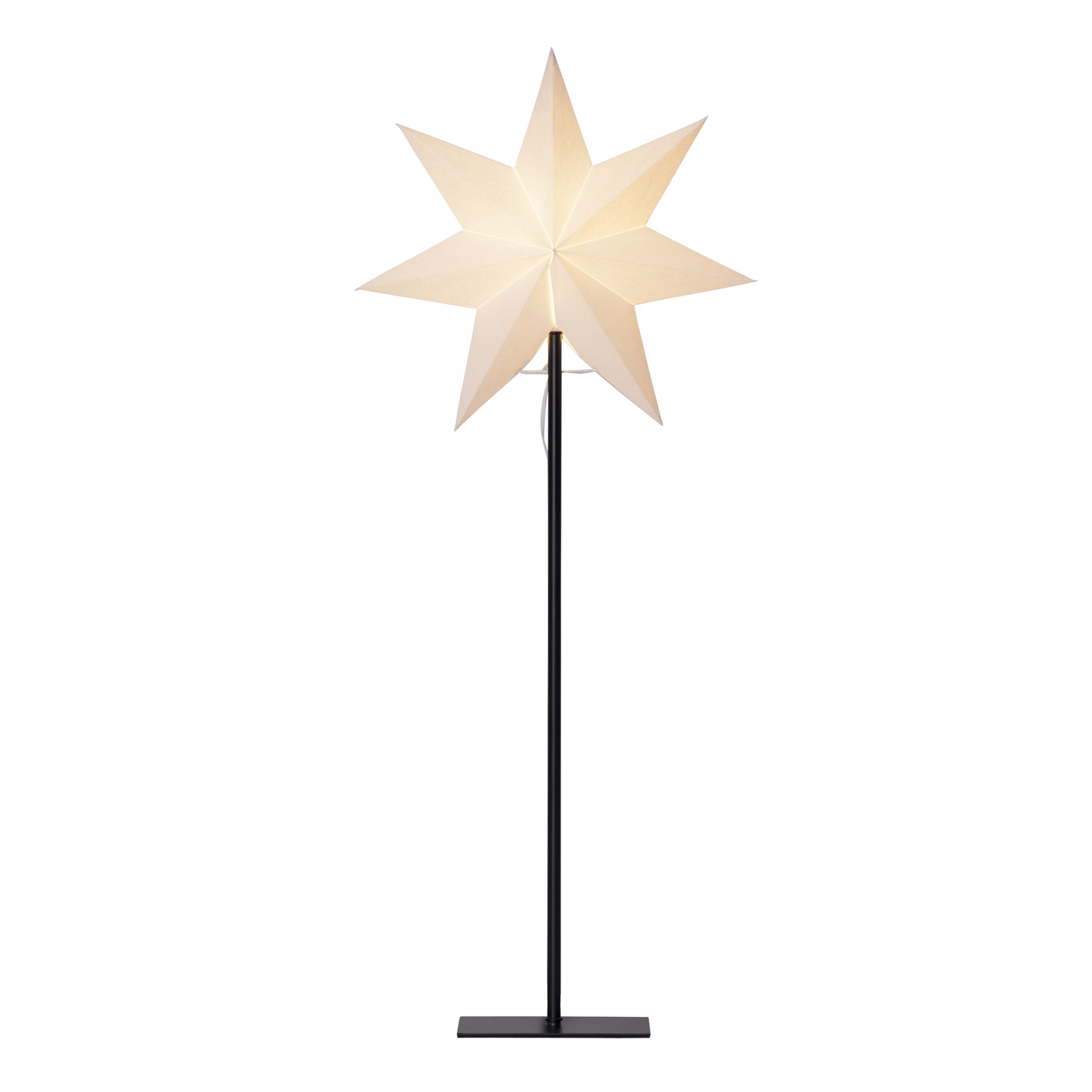 Papierstern/Dekoleuchte "Frozen" - stehend - 7-zackig - Ø 35cm, H: 85cm - E14 - inkl. Kabel - weiß