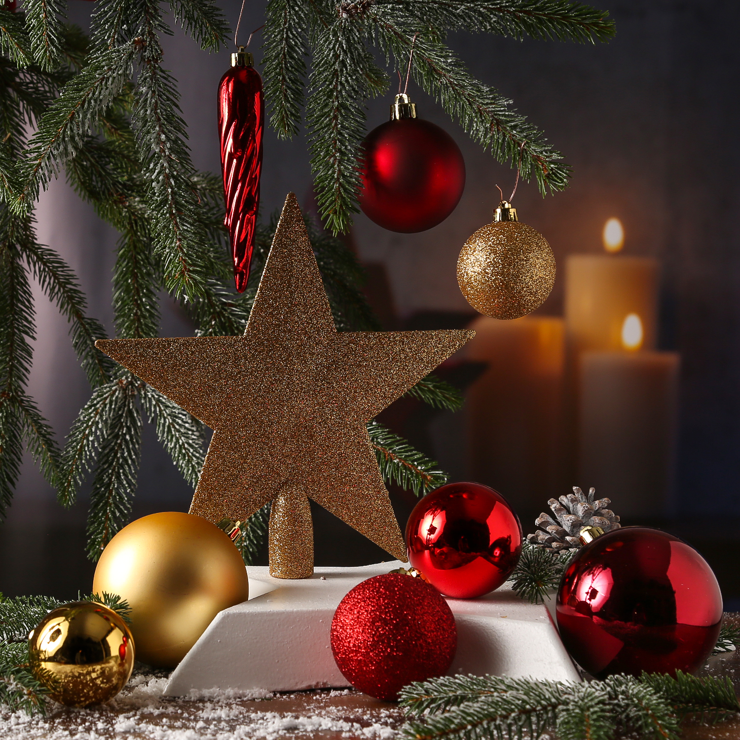 Christbaumkugel - Weihnachtsbaumkugel - bruchfest - glänzend matt glitzernd - gold, rot - 33er Set