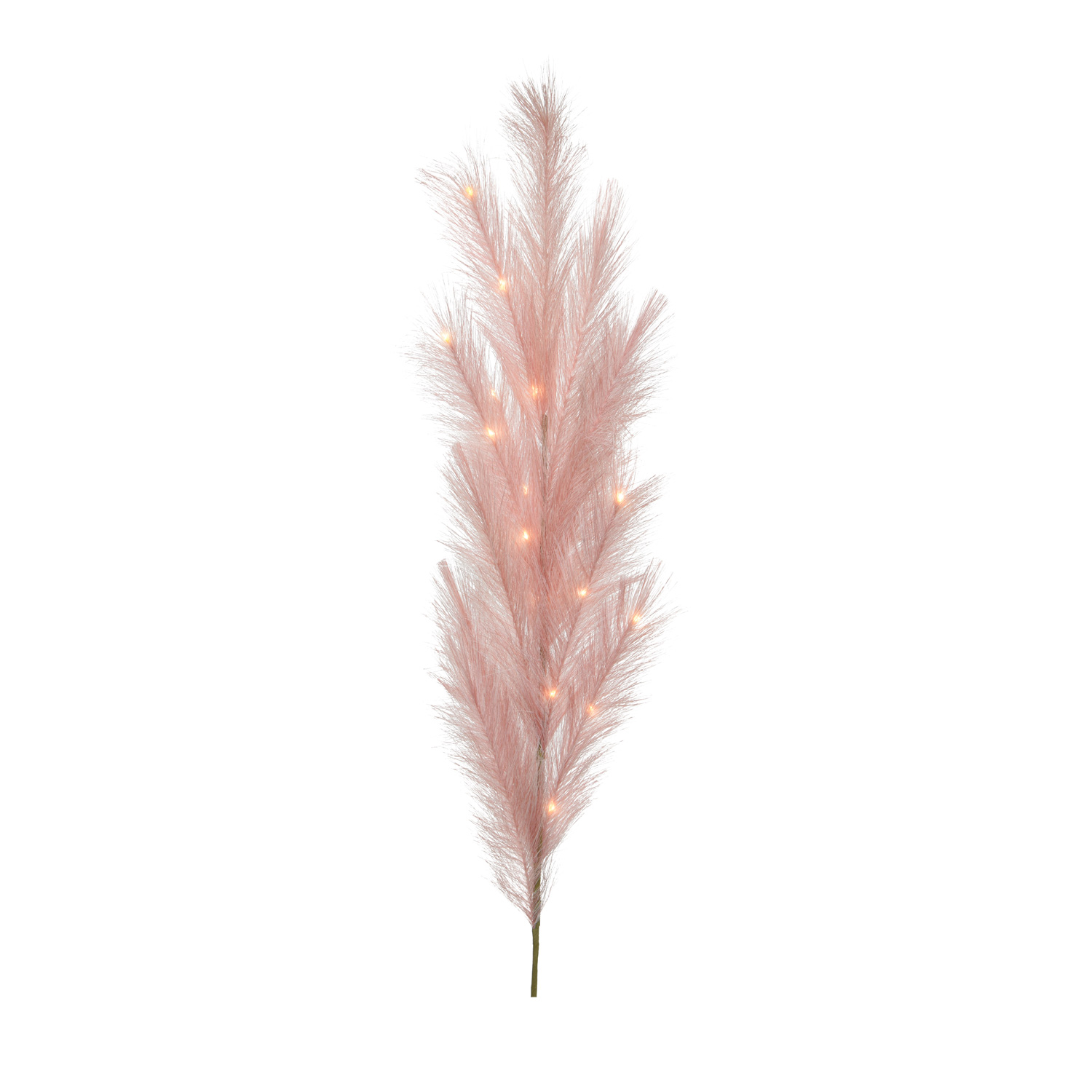 LED Zweig Federbüschel - Pampasgras - 15 warmweiße LED - H: 118cm - Timer - für Innen - rosa