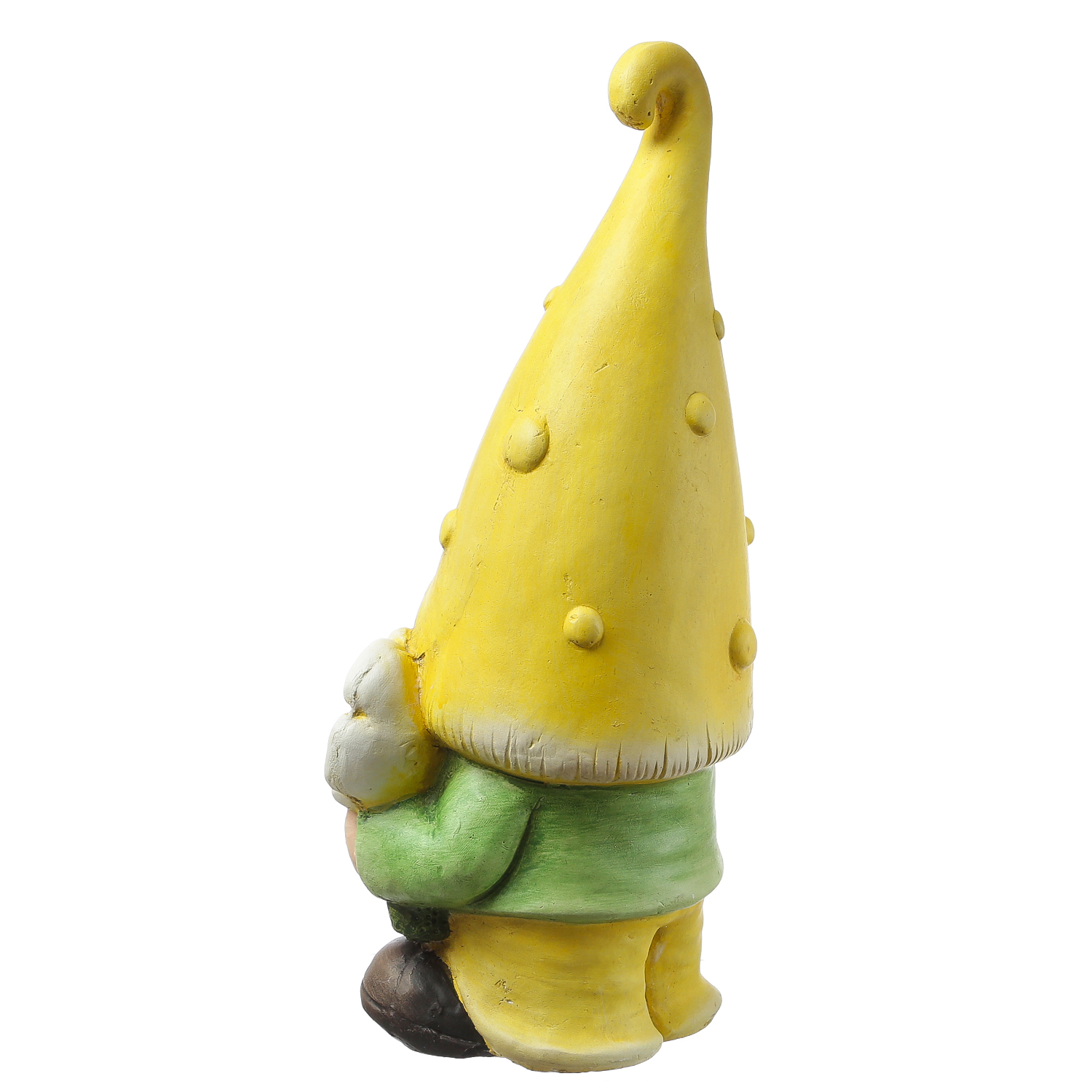Gartenzwerg BERT - Zwerg mit gelber Zipfelmütze und Blumen - Gartenfigur - Polyresin - H: 45cm
