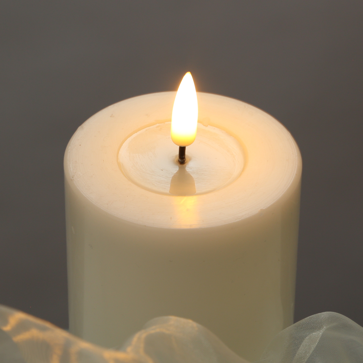 LED Kerzenset MIA - Echtwachs - H: 10cm/D: 7,5cm - mit Batterien/Fernbedienung - creme - 4er Set