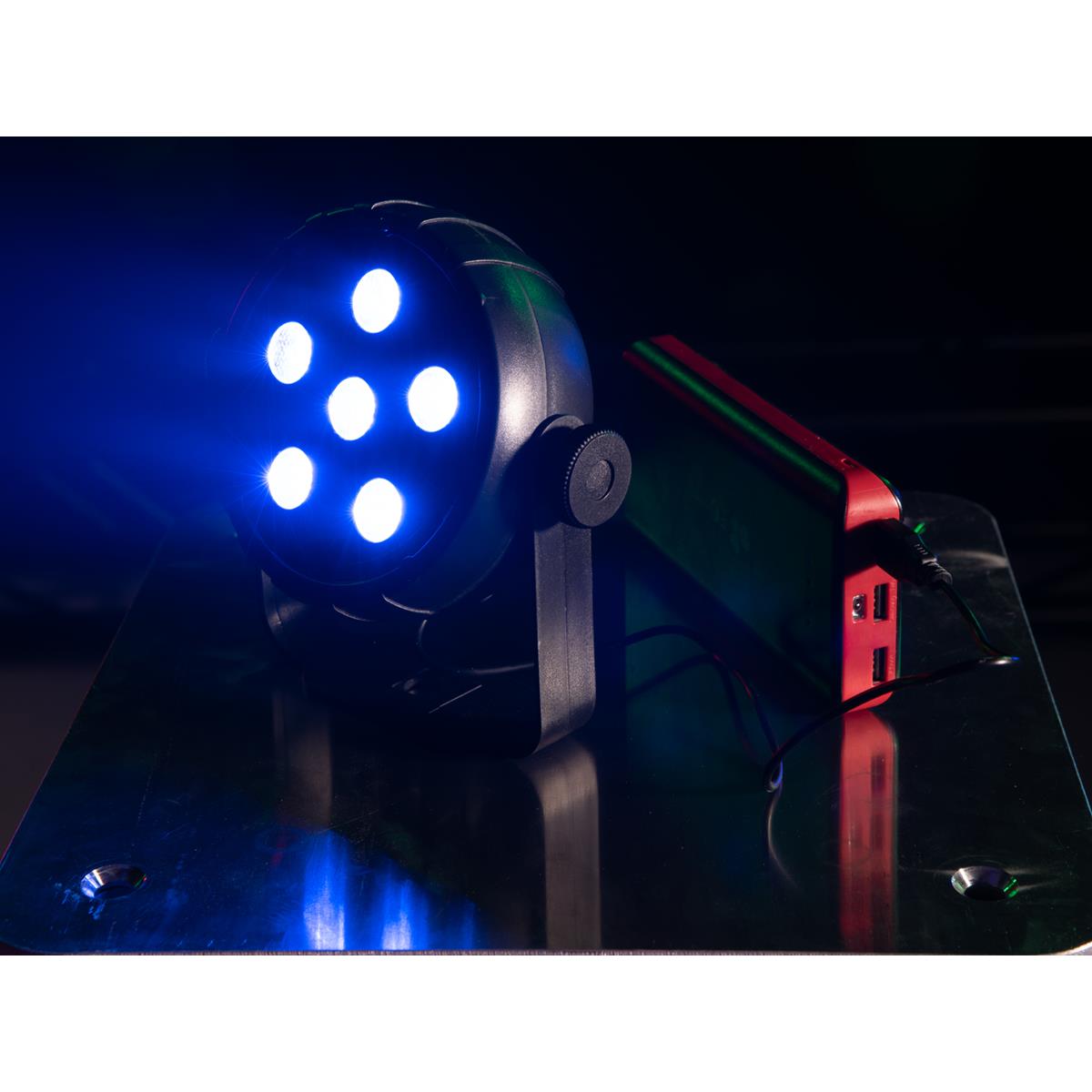 USB Party Spot - 6 RGB LED - Musiksteuerung + Automatik - Fernbedienung