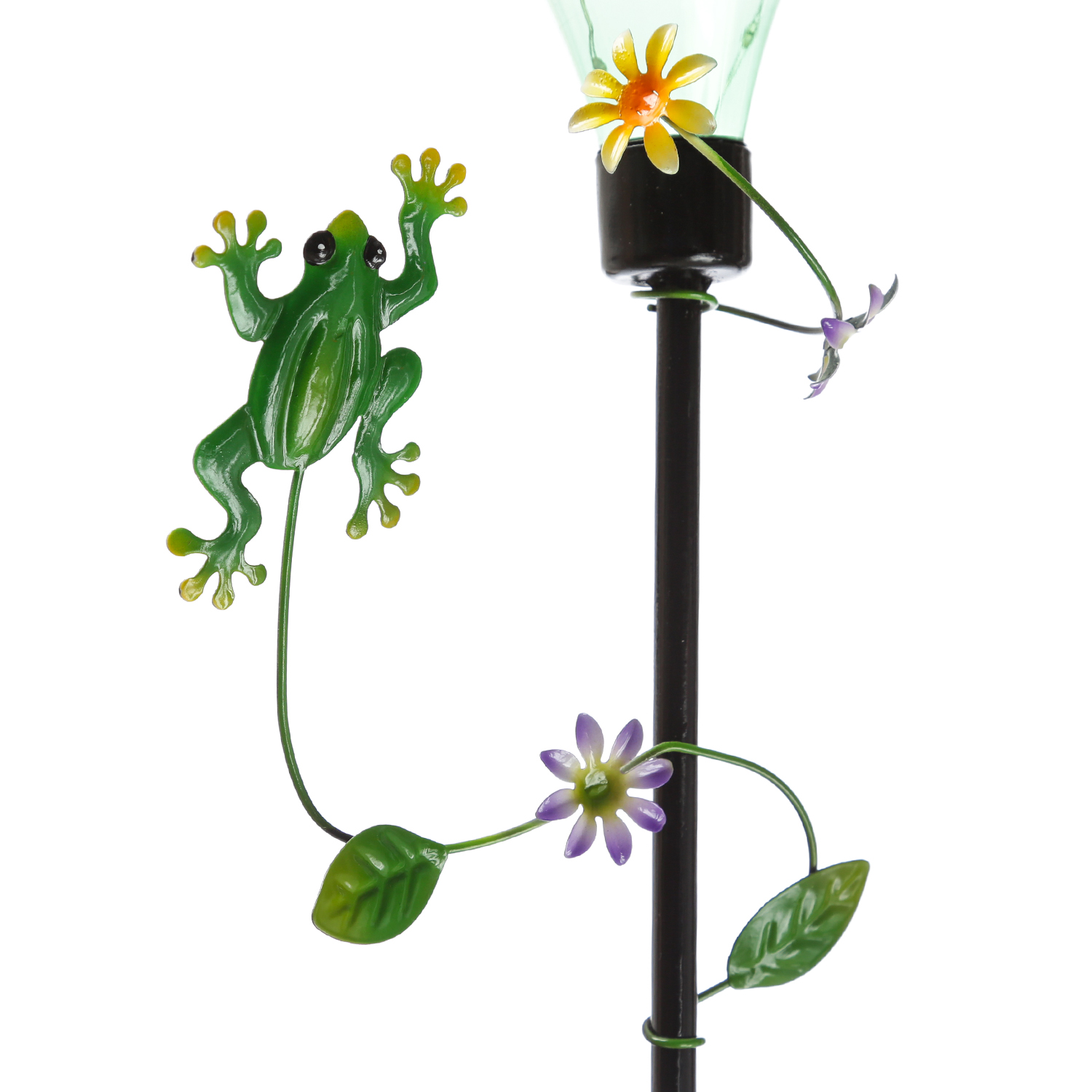 LED Solar Gartenstecker Glühbirne mit Frosch - 5 warmweiße LED - H: 84cm - Lichtsensor